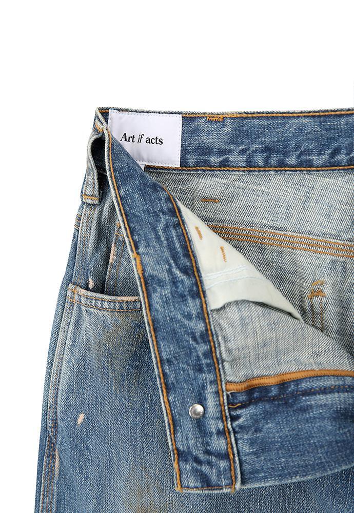 Art if acts - Oil Washed Denim Carpenter Pants (Mid Blue) product image 12 | TRAB K-Fashion Australia