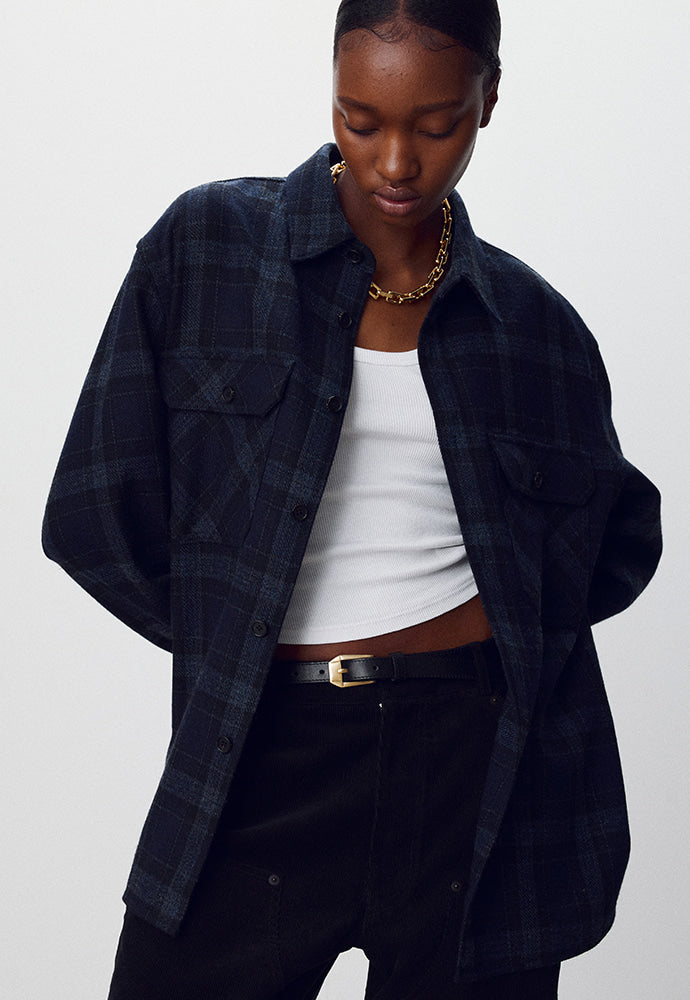 Tonywack - Wool Flannel Check Shirt (Navy) product image 4 | TRAB K-Fashion Australia
