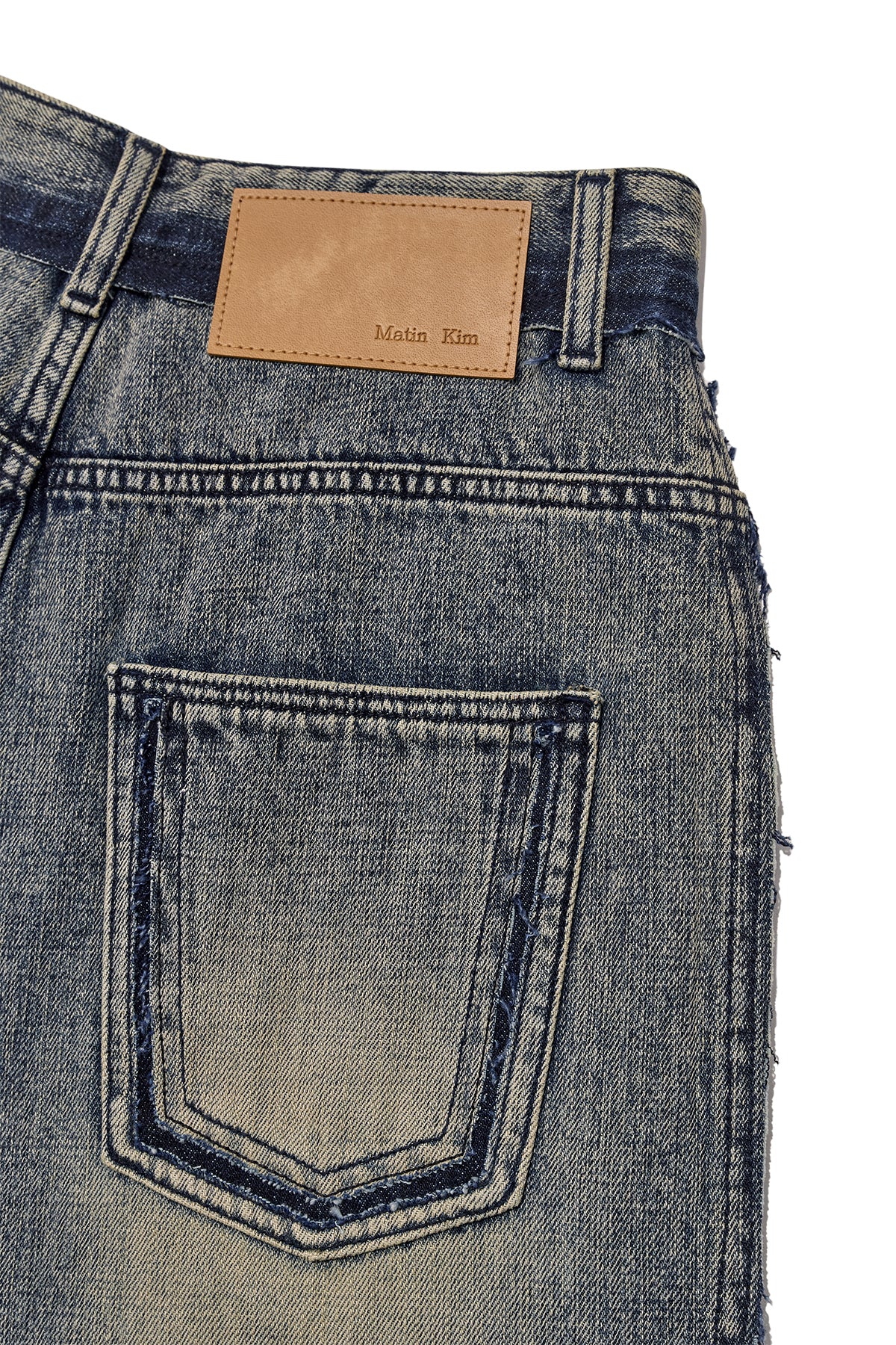 Matin Kim - Rough Cut Line Point Denim Pants (Smoke Blue) product image 6 | TRAB K-Fashion Australia