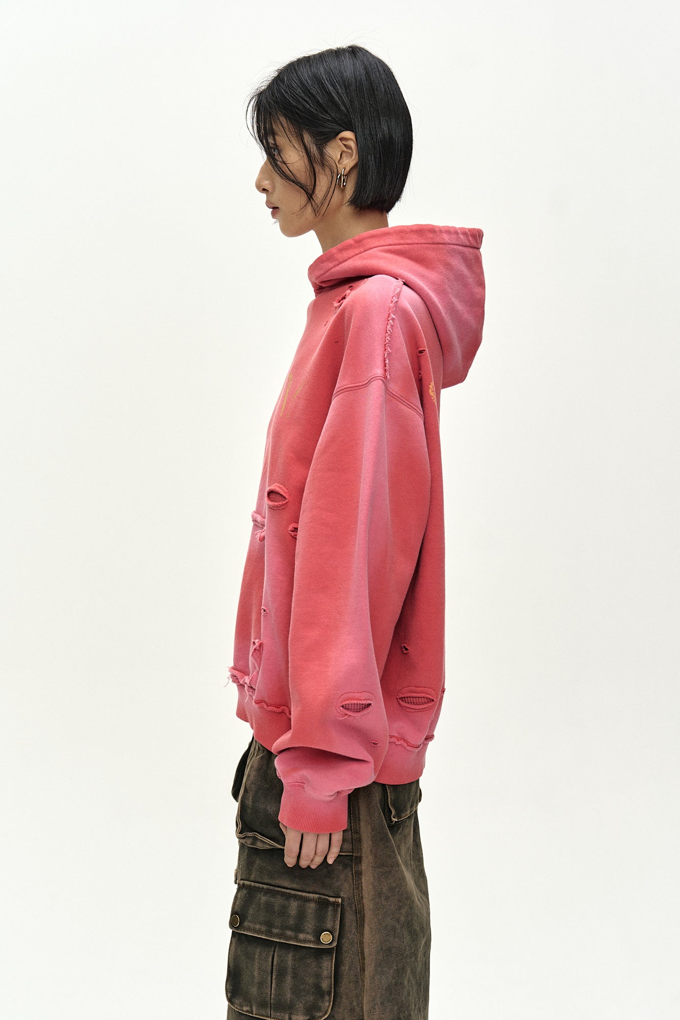 Andersson Bell - (essential) Unisex Spray Washed Again Lip Hoodie (red) (Red) product image 7 | TRAB K-Fashion Australia