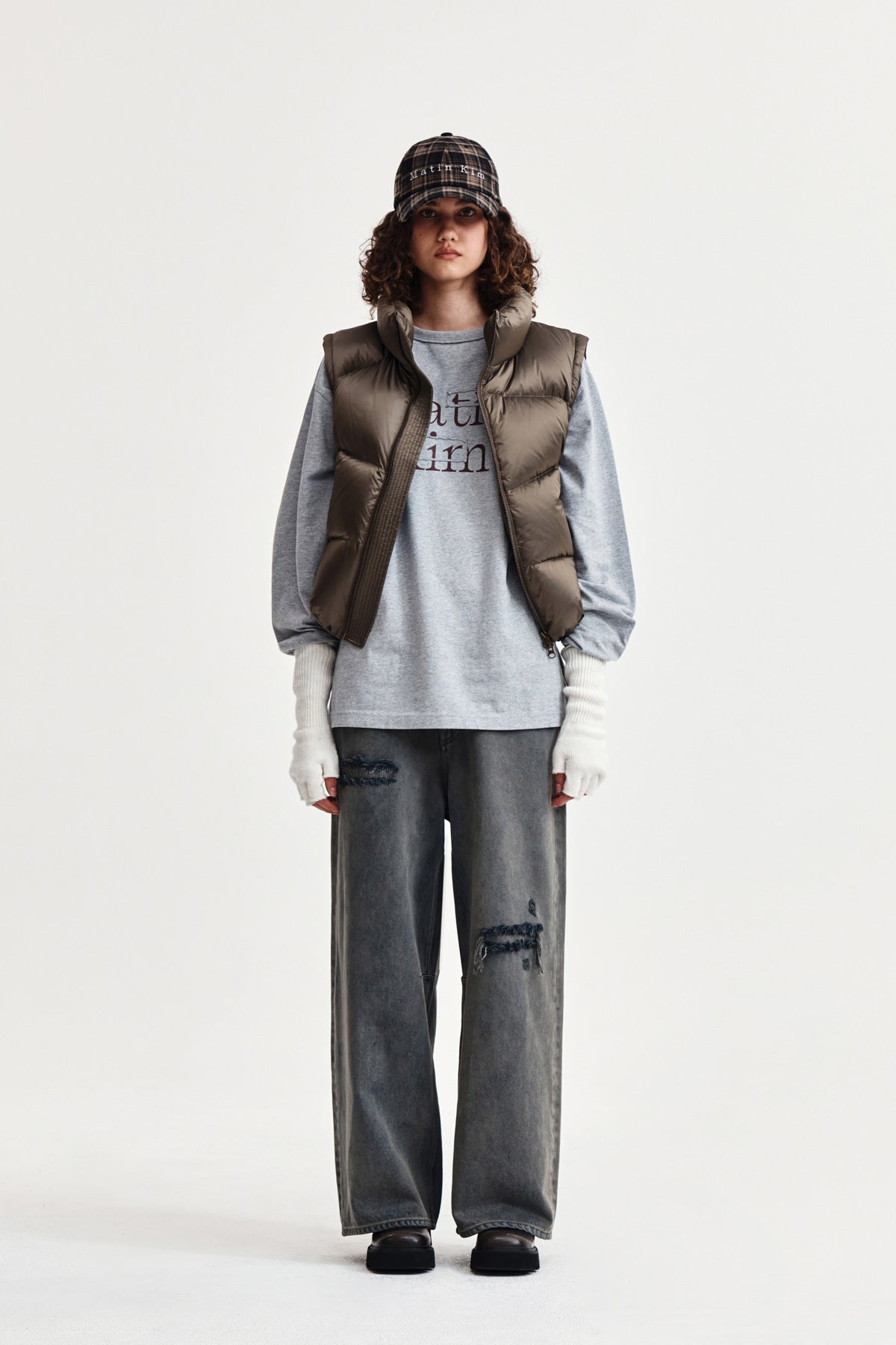 Matin Kim - Back Logo Wide Denim Pants (Smoke Blue) product image 11 | TRAB K-Fashion Australia