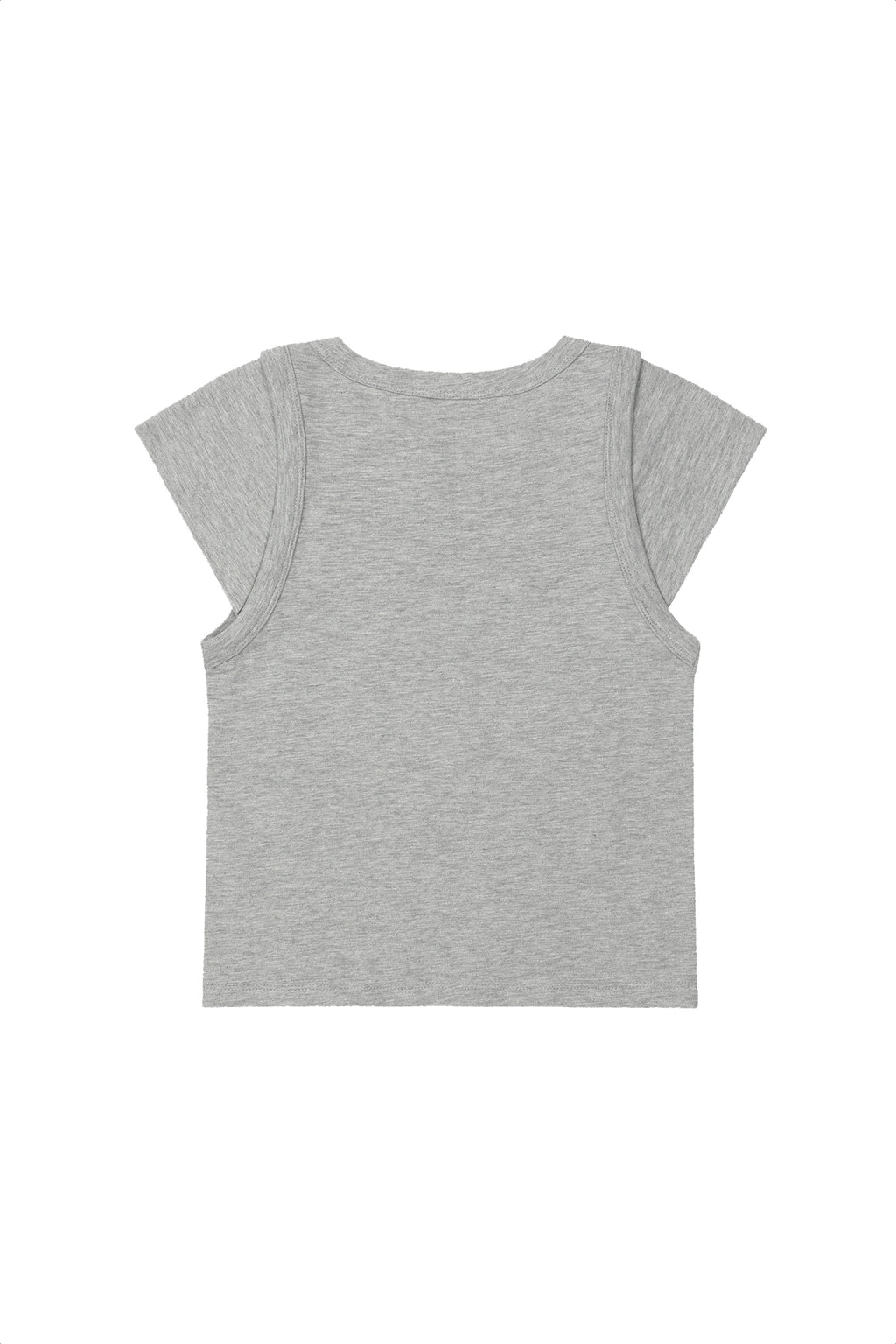 Deinet - Slub Cap Sleeve T-Shirt (Grey) product image 2 | TRAB K-Fashion Australia