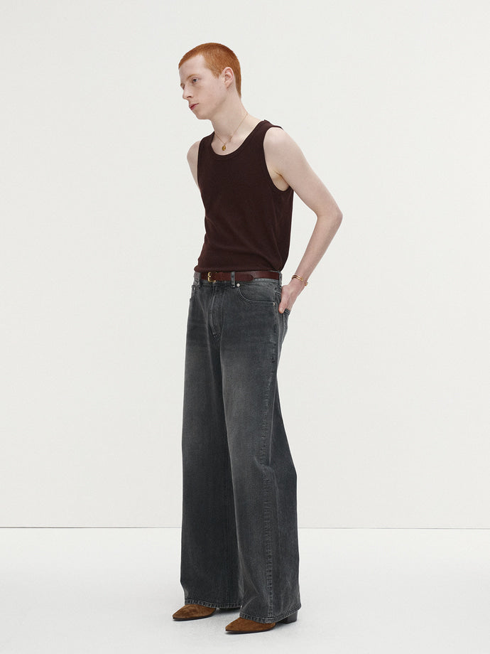 Tonywack - Loose Flared-Leg Denim Jeans (Washed Black) product image 2 | TRAB K-Fashion Australia
