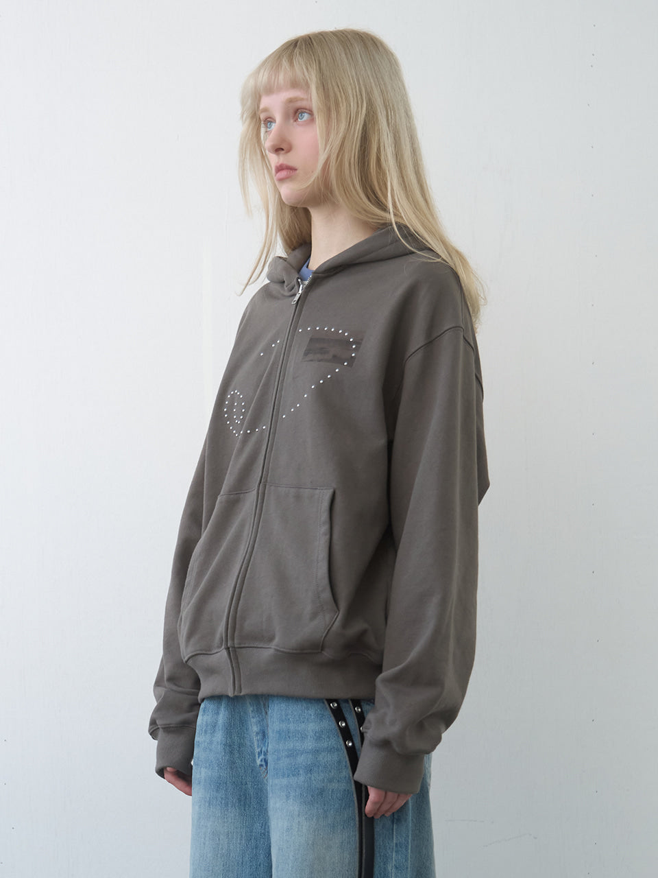 Kijun - Dusty Zip-Up Hoodie (Charcoal) product image 2 | TRAB K-Fashion Australia
