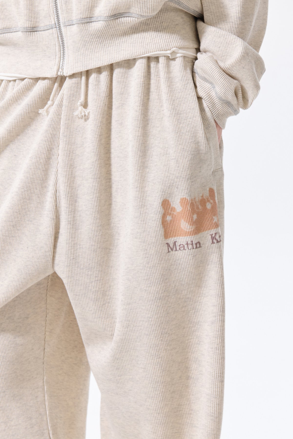 Matin Kim - Sketch Graffiti Waffle Pants (Light Beige) product image 12 | TRAB K-Fashion Australia