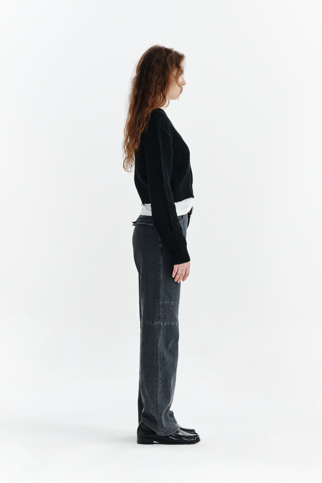 Matin Kim - Knee Point Stripe Denim Pants (Grey) product image 6 | TRAB K-Fashion Australia