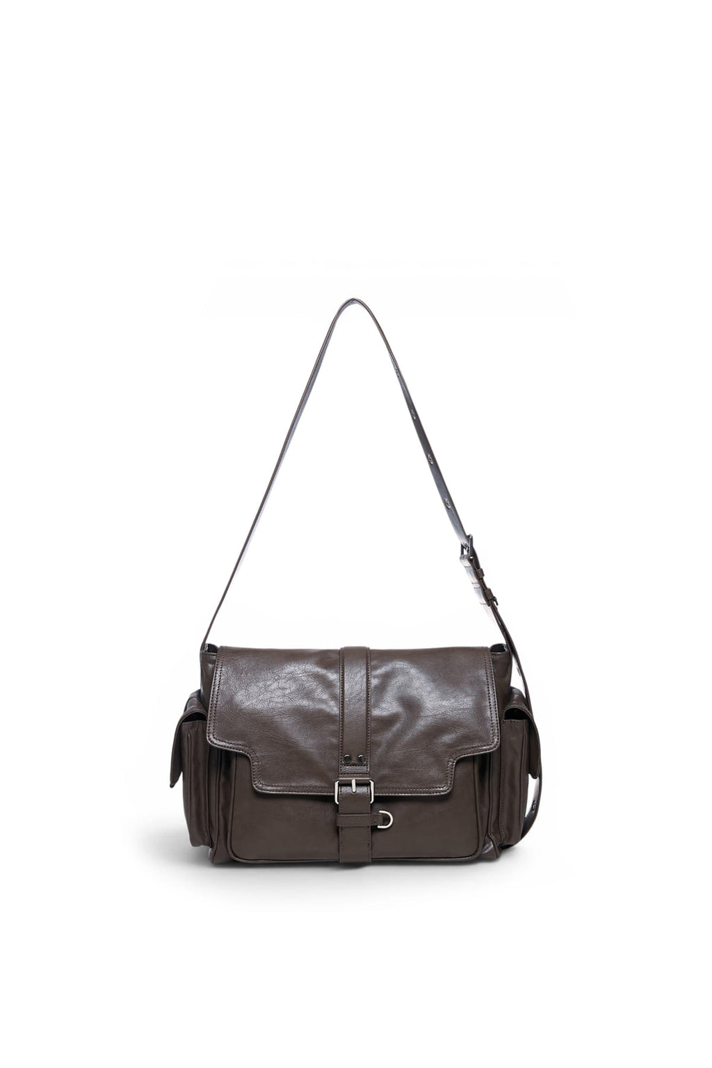 Matin Kim - Dual Pocket Messenger Bag (Dark Khaki) product image 1 | TRAB K-Fashion Australia