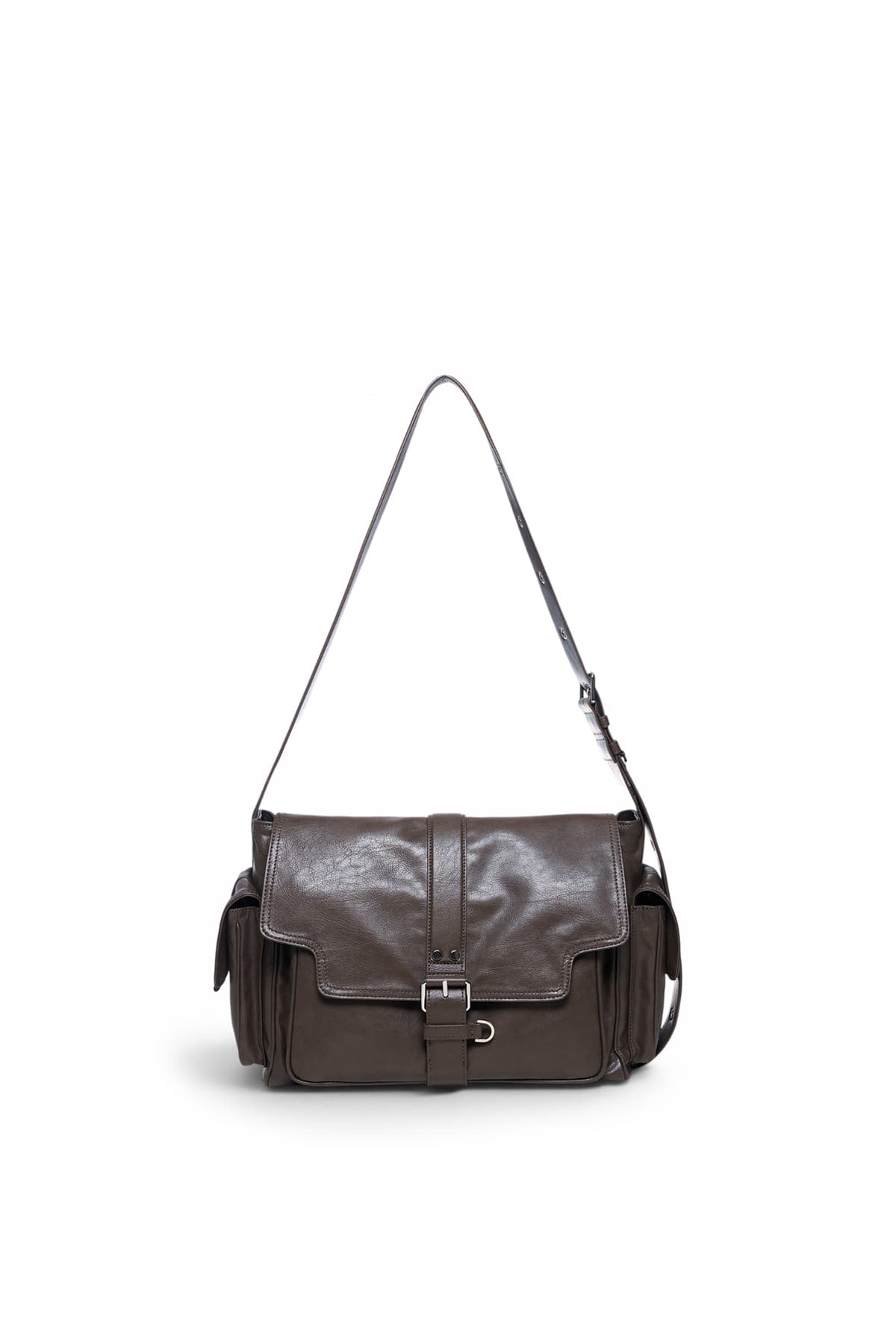 Matin Kim - Dual Pocket Messenger Bag (Dark Khaki) product image 1 | TRAB K-Fashion Australia