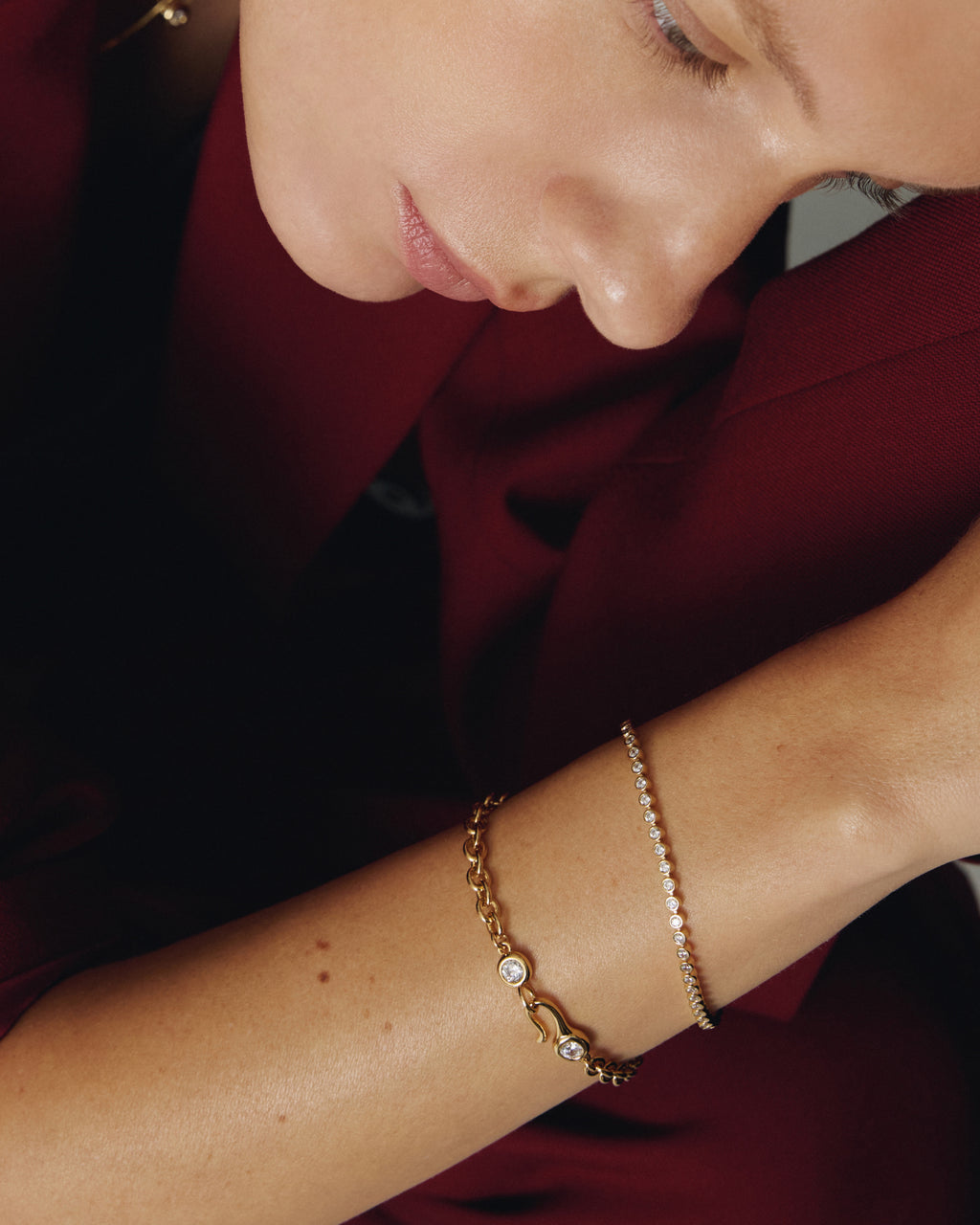 Numbering - Bezel Set Clasp Chain Bracelet #3903 product image 2 | TRAB K-Fashion Australia