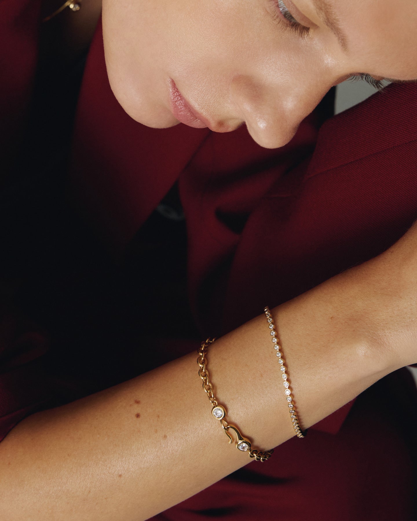 Numbering - Bezel Set Clasp Chain Bracelet #3903 product image 2 | TRAB K-Fashion Australia