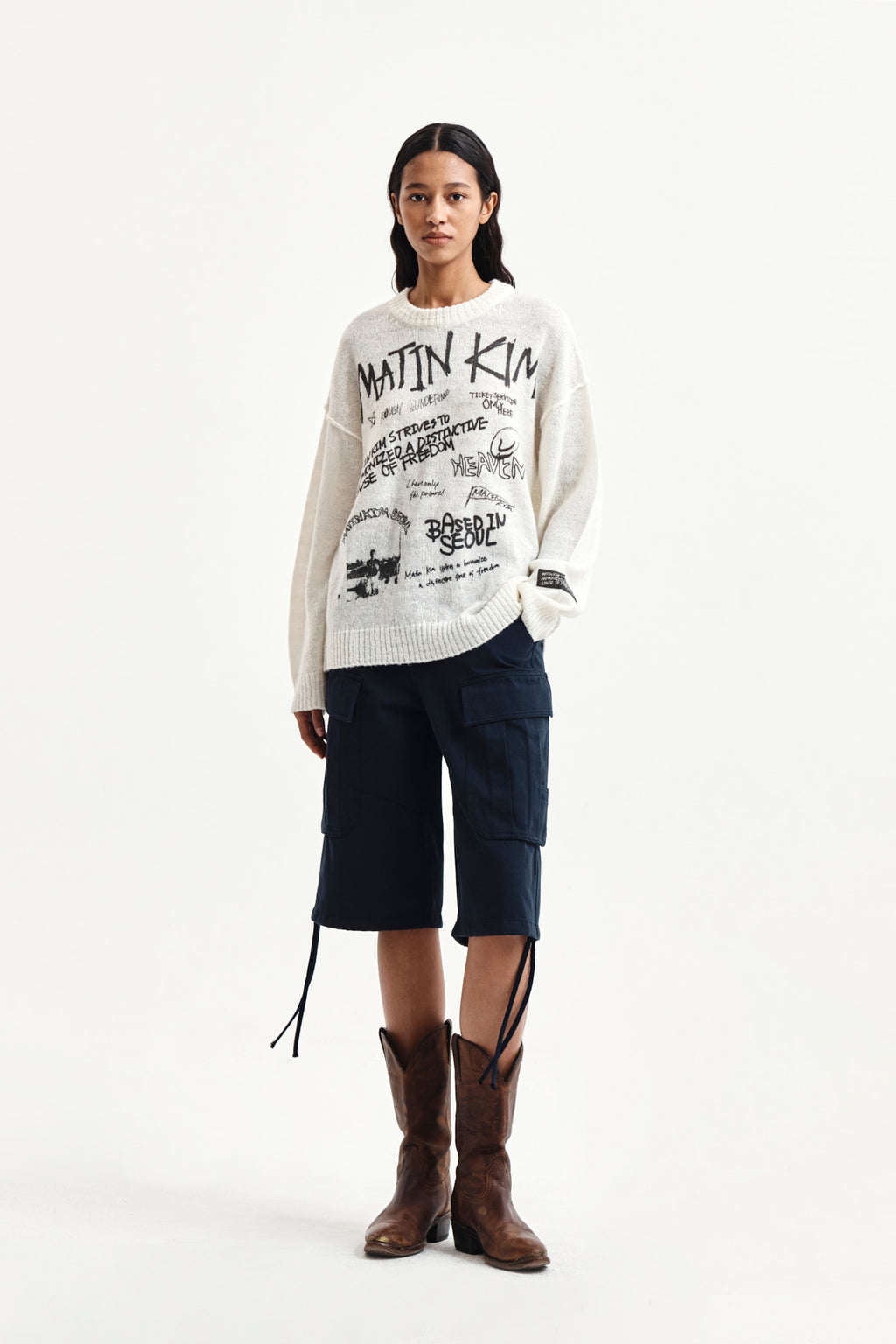 Matin Kim - Graffiti Artwork Knit Pullover (Ivory) product image 9 | TRAB K-Fashion Australia