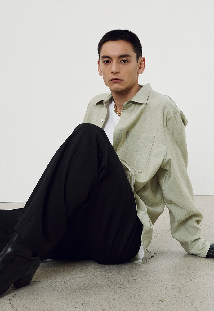 Tonywack - Silk Tencel Brushed Shirt (Pale Green) product image 6 | TRAB K-Fashion Australia