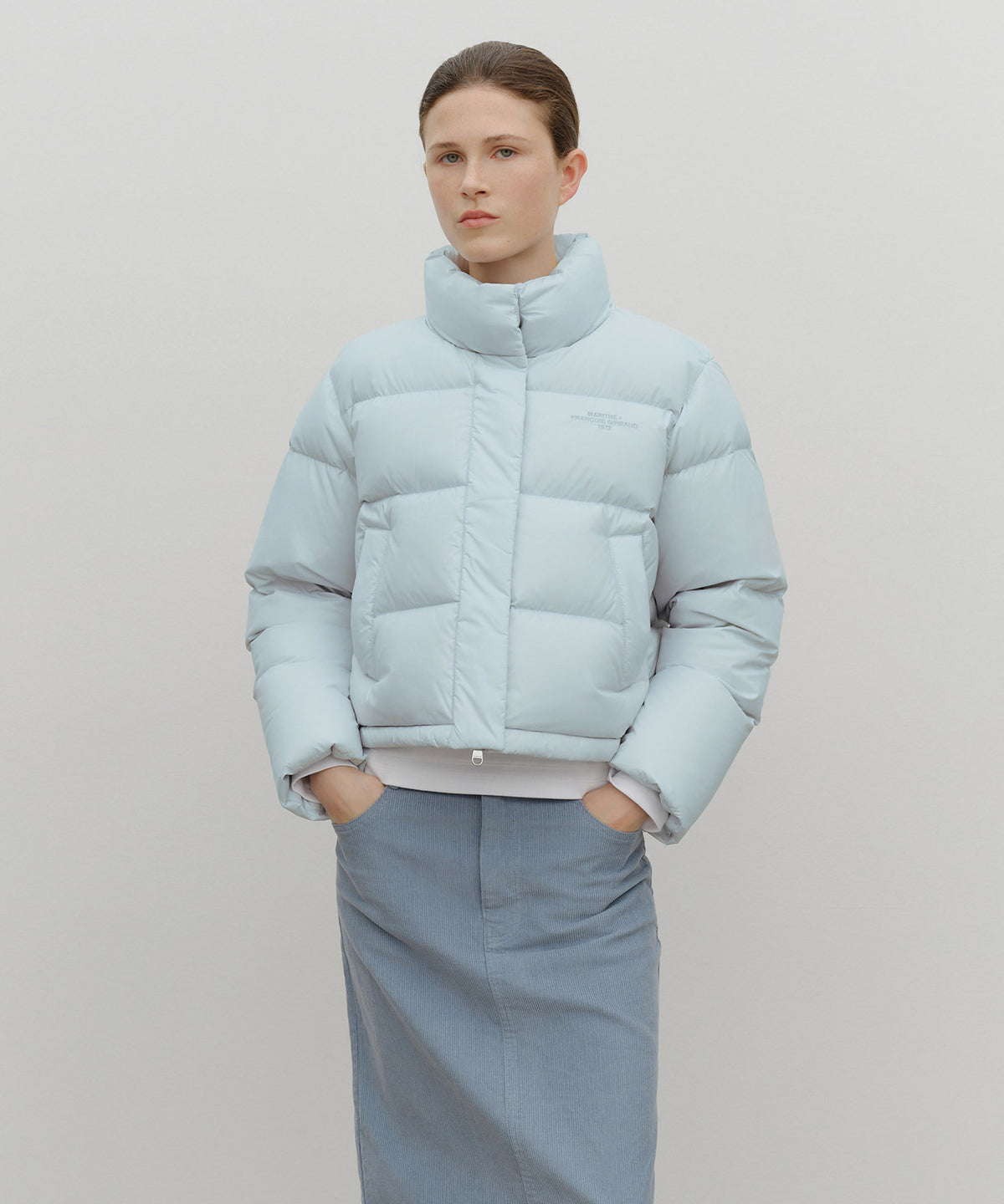 Marithe & Francois Girbaud - Basic Crop Down Jacket (Mint Gray) product image 1 | TRAB K-Fashion Australia