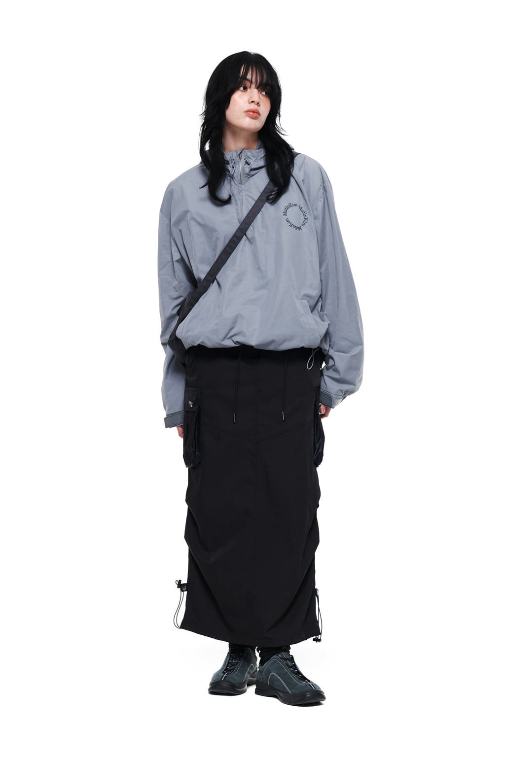 Matin Kim - Reflexed Logo Print Anorak Jumper (Grey) product image 8 | TRAB K-Fashion Australia