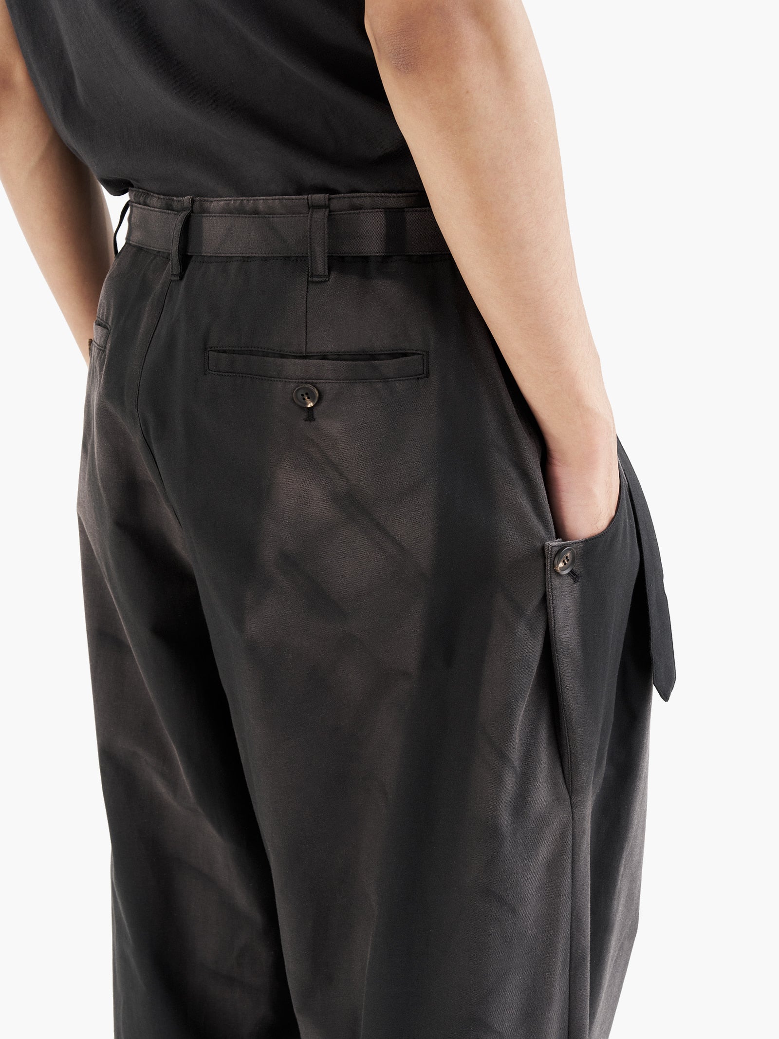 Jiyong Kim - Sun-Bleached Belted Wide Trousers (Black) product image 7 | TRAB K-Fashion Australia
