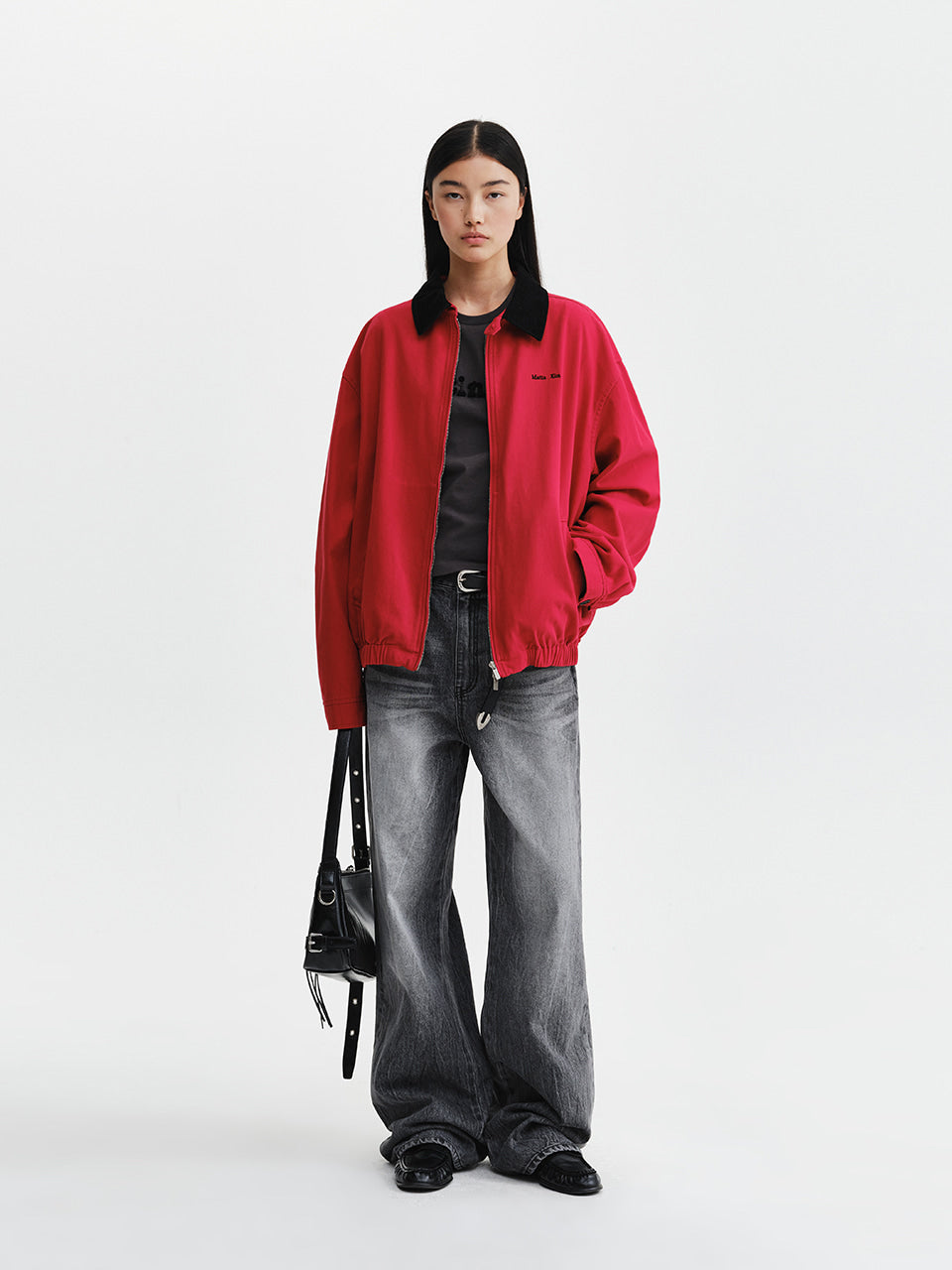 Matin Kim - Matin Waist Logo Wide Denim Pants (Grey) product image 9 | TRAB K-Fashion Australia
