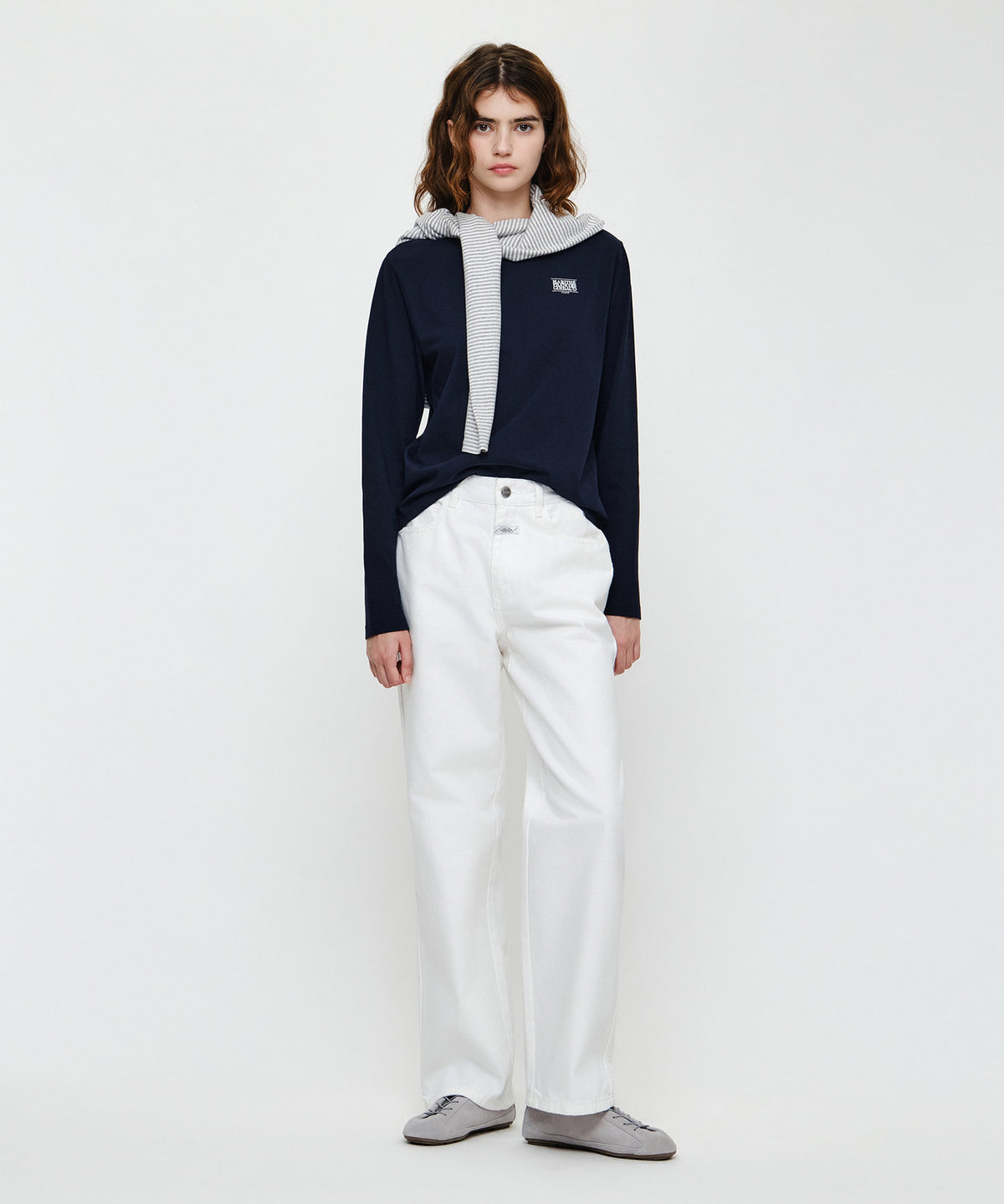 Marithe & Francois Girbaud - Small Classic Logo Long Sleeve Tee (Navy) product image 4 | TRAB K-Fashion Australia