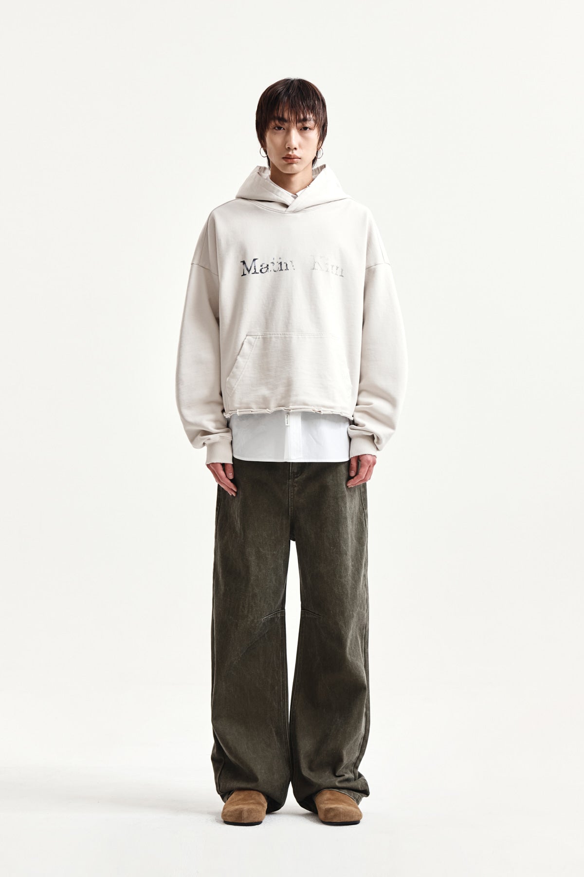 Matin Kim - Dart Point Denim Pants (Khaki) product image 10 | TRAB K-Fashion Australia