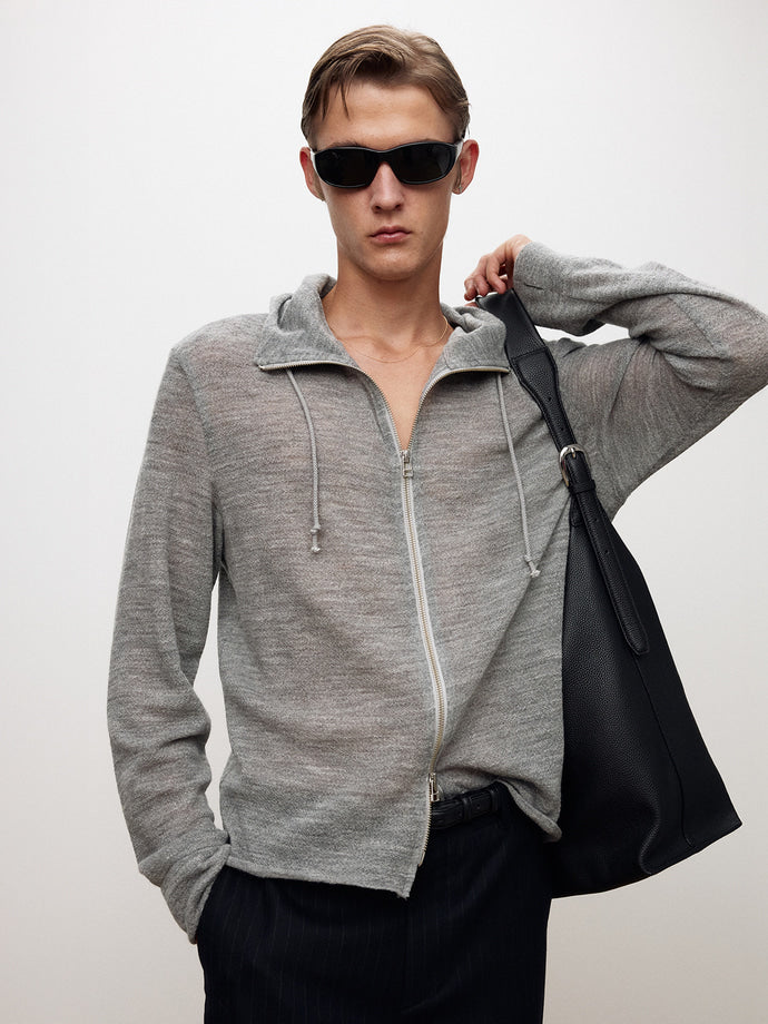 Tonywack - Light Wool Hooded Zip Jacket (Melange Grey) product image 6 | TRAB K-Fashion Australia