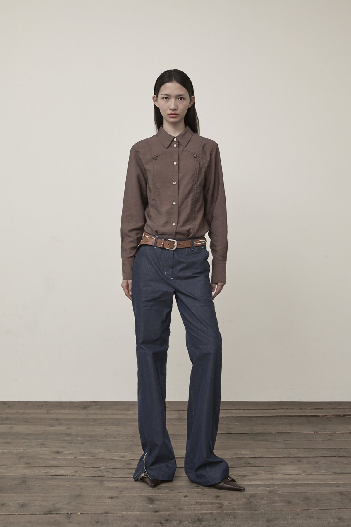 Matin Kim - Back Tuck Detail Denim Like Pants (Navy) product image 9 | TRAB K-Fashion Australia