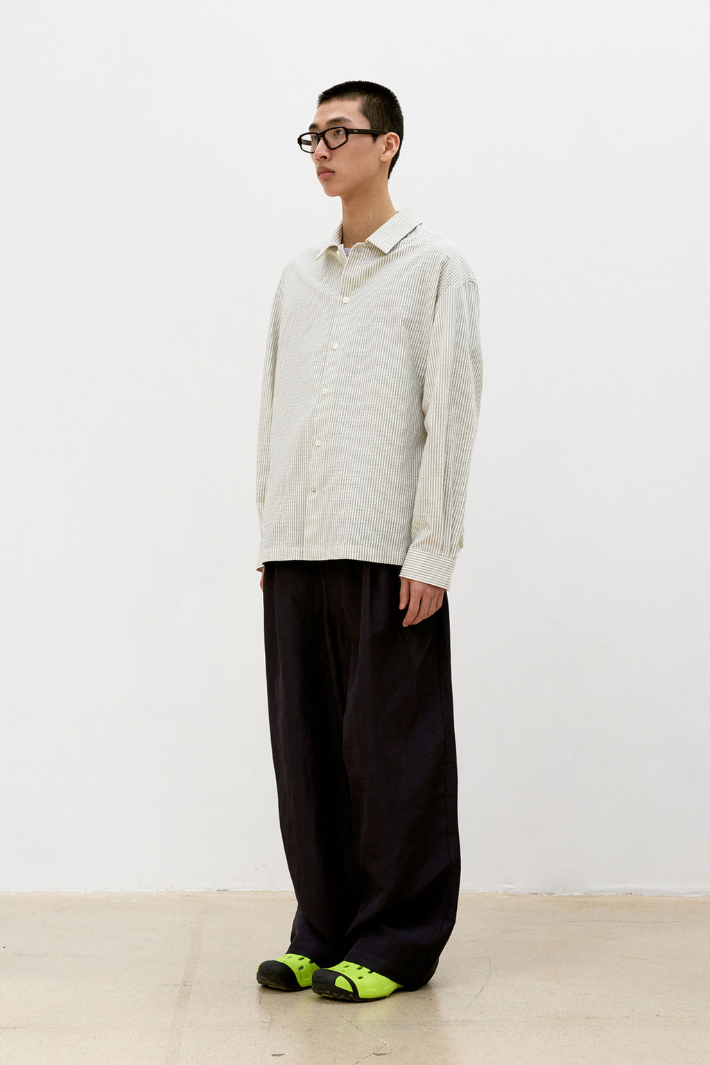 Coor - Stripe Cotton Lounge Shirt (Ivory) product image 3 | TRAB K-Fashion Australia