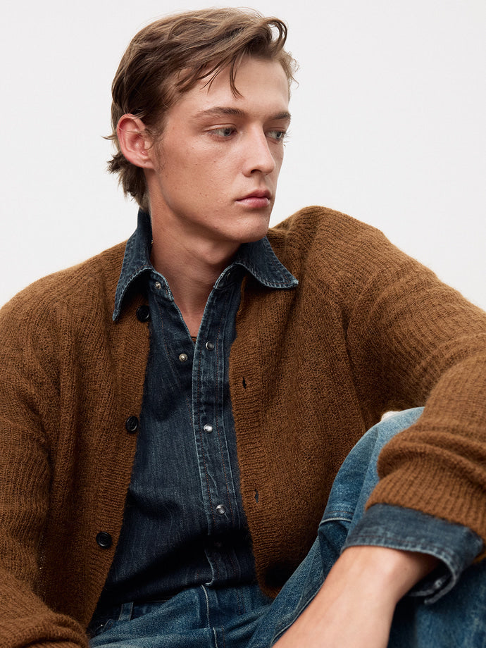 Tonywack - Wool And Mohair Ribbed Mesh Cardigan (Camel) product image 9 | TRAB K-Fashion Australia