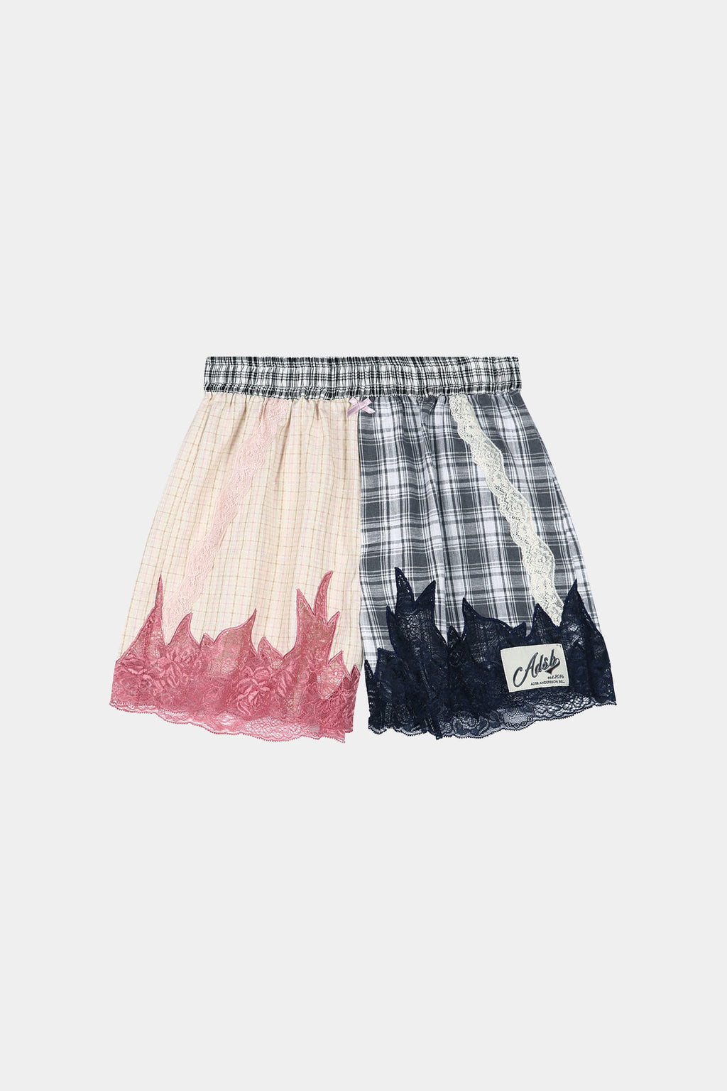 Andersson Bell - Lace & Check Embroidered Boxer Shorts (Pink/Navy) product image 8 | TRAB K-Fashion Australia
