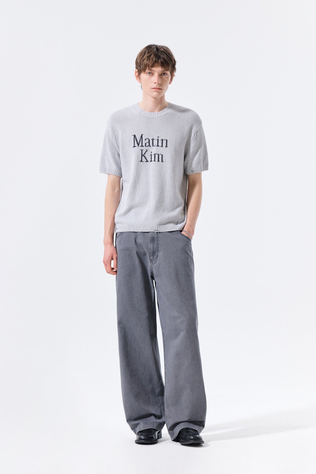 Matin Kim - Half Sleeve Logo Pullover (Light Grey) product image 9 | TRAB K-Fashion Australia