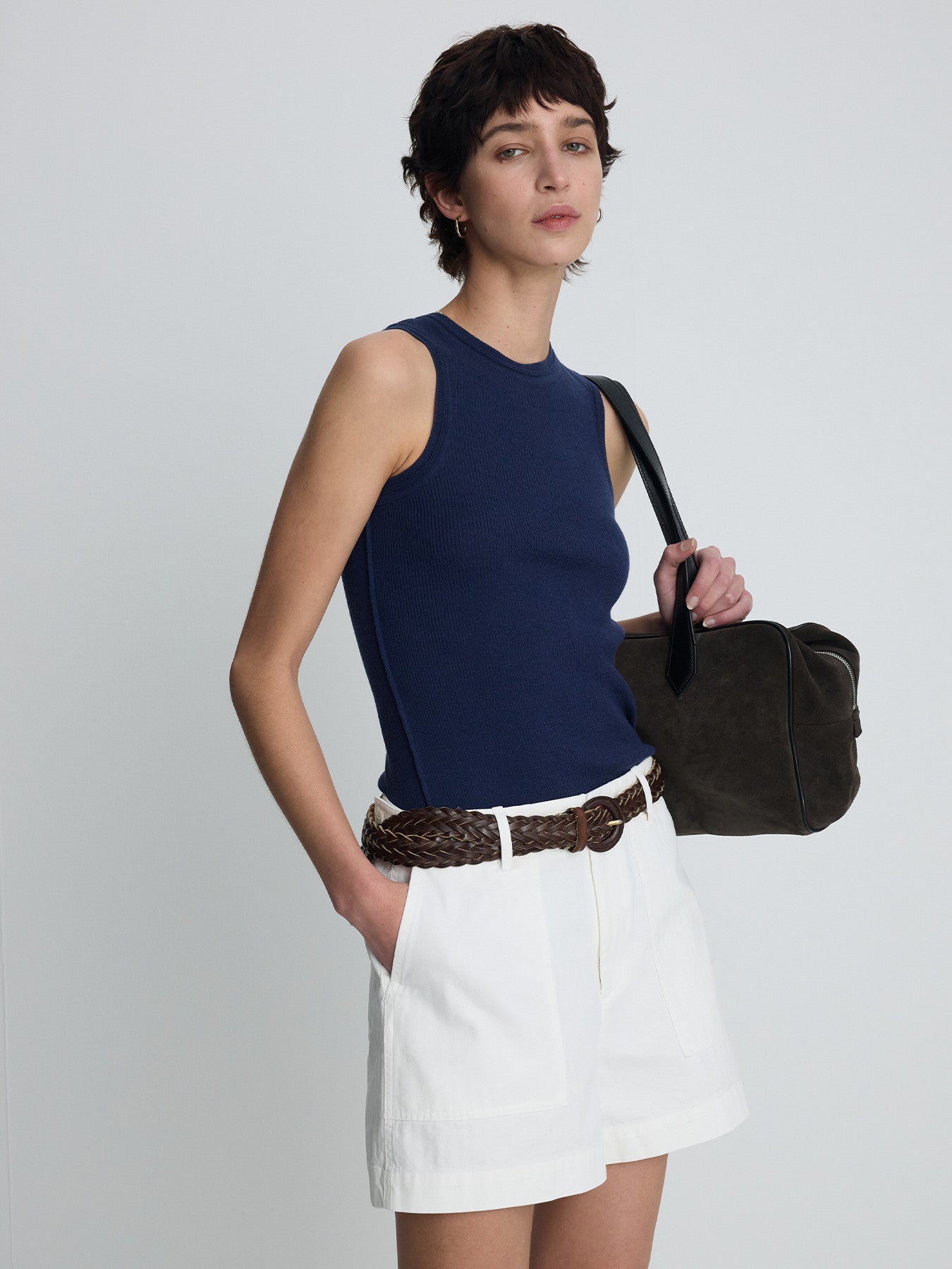 Tonywack - Wool Cashmere Ribbed Tank Top (Navy) product image 3 | TRAB K-Fashion Australia