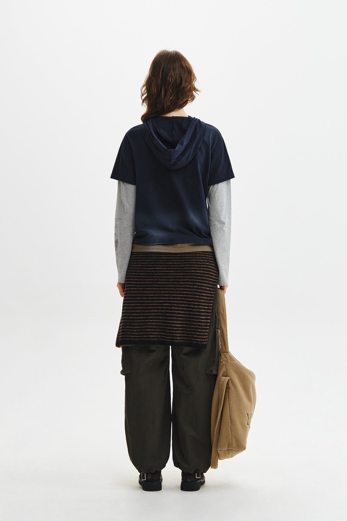 Matin Kim - Dust Washed Layered Hood Top (Navy) product image 9 | TRAB K-Fashion Australia