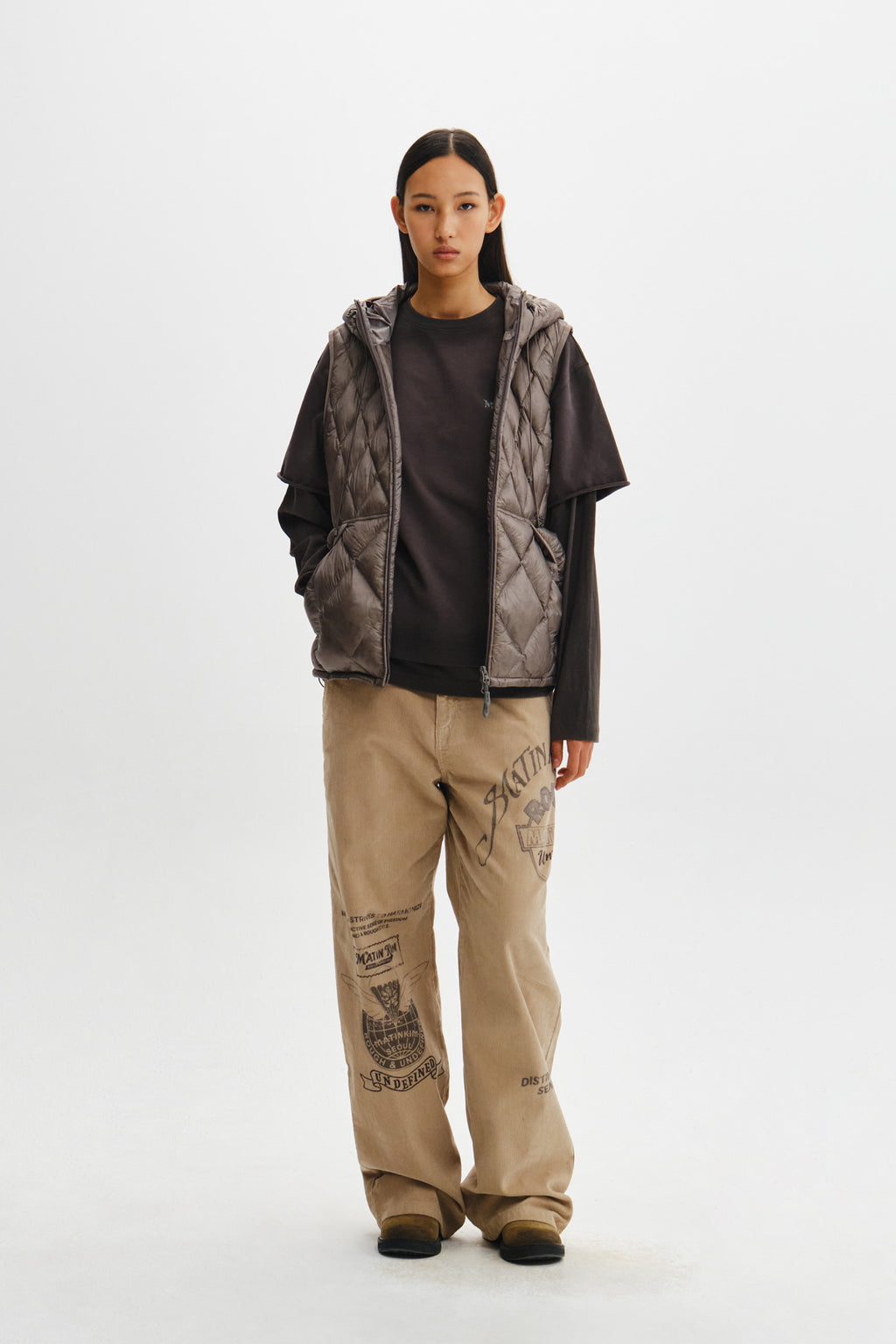 Matin Kim - Mix Quilted Light Down Vest (Grey) product image 11 | TRAB K-Fashion Australia