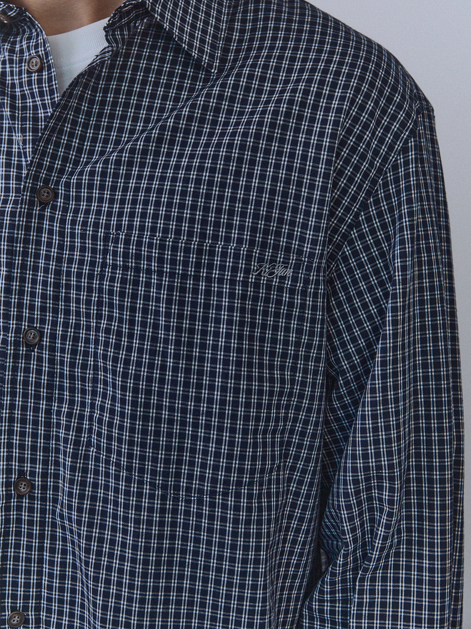 Kijun - Ivy Classic Check Shirt (Navy) product image 5 | TRAB K-Fashion Australia