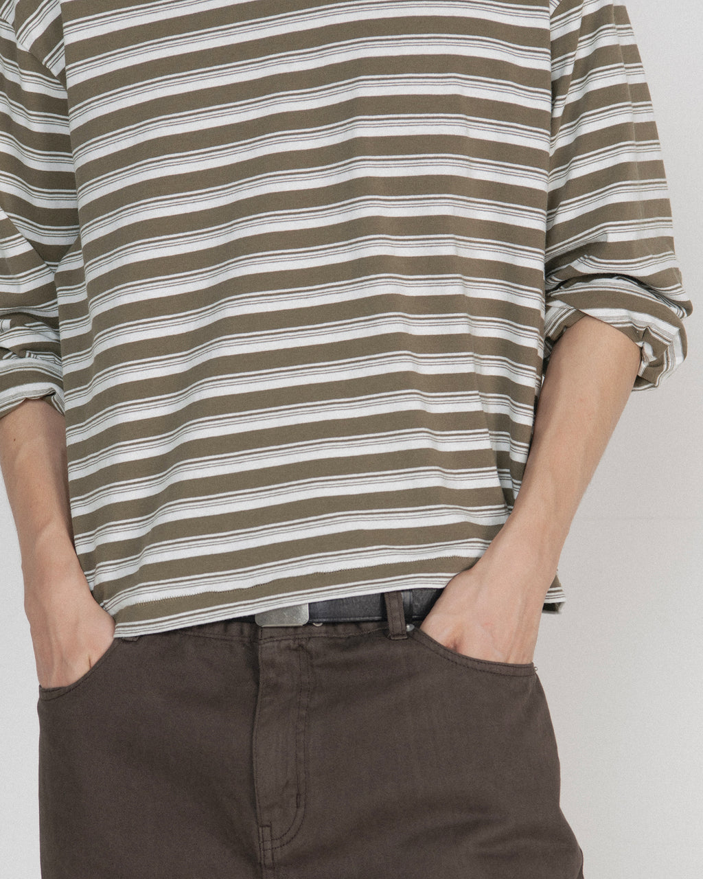 Brownyard - Waist Cut Long Sleeve (Olive Stripe) product image 4 | TRAB K-Fashion Australia