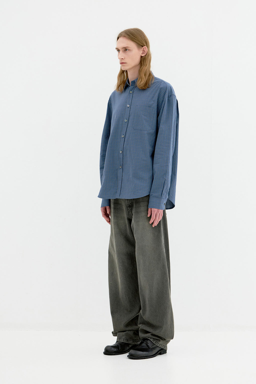 Coor - Windowpane Check Shirt (Blue) product image 3 | TRAB K-Fashion Australia