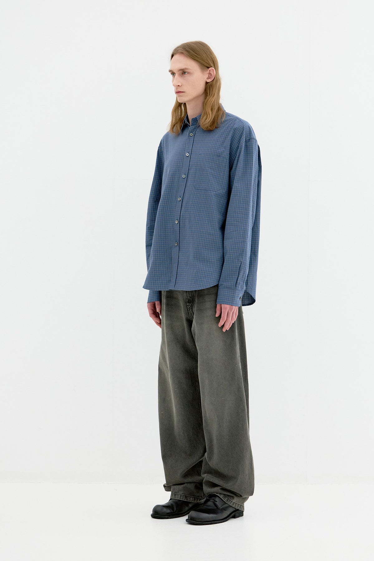 Coor - Windowpane Check Shirt (Blue) product image 3 | TRAB K-Fashion Australia