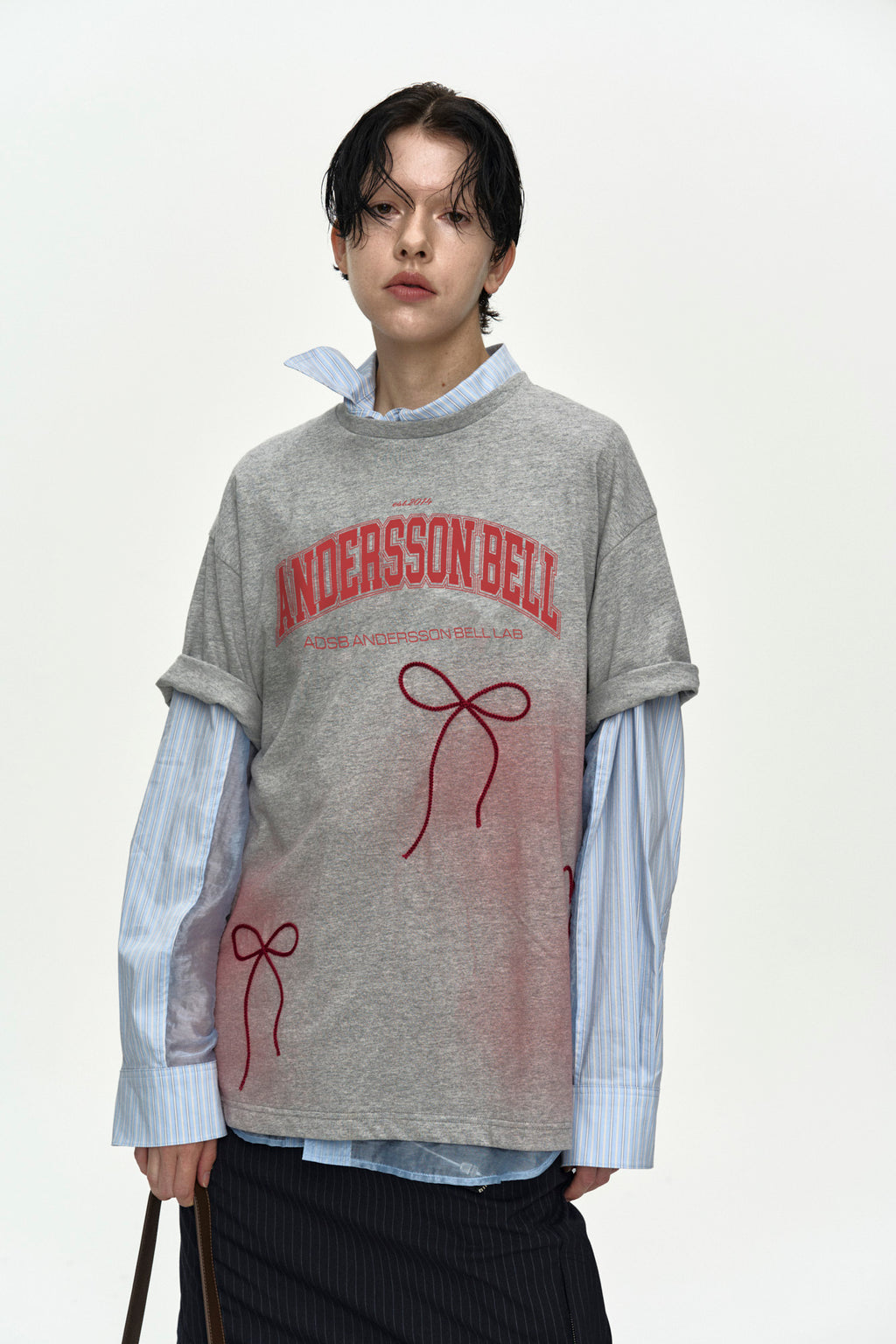 Andersson Bell - Ribbon Embroidery Spray T-Shirt (Melange Grey) product image 8 | TRAB K-Fashion Australia