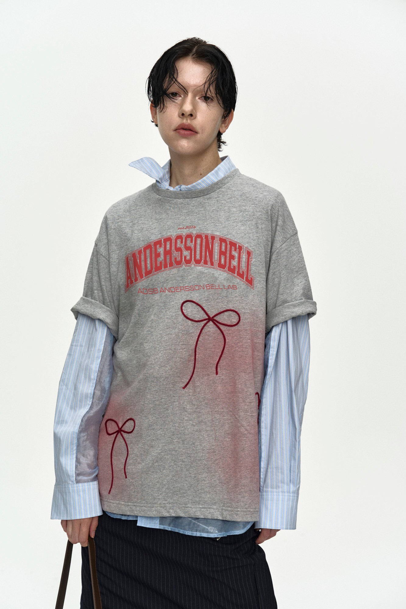 Andersson Bell - Ribbon Embroidery Spray T-Shirt (Melange Grey) product image 8 | TRAB K-Fashion Australia