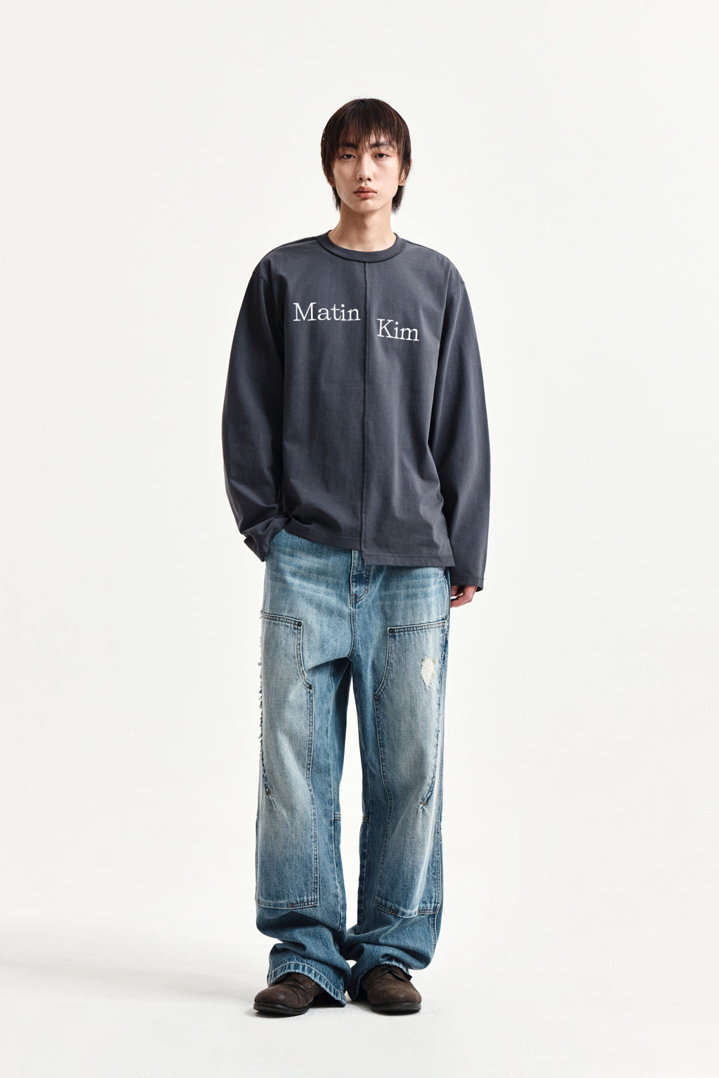 Matin Kim - Asymmetric Logo Top (Charcoal) product image 14 | TRAB K-Fashion Australia