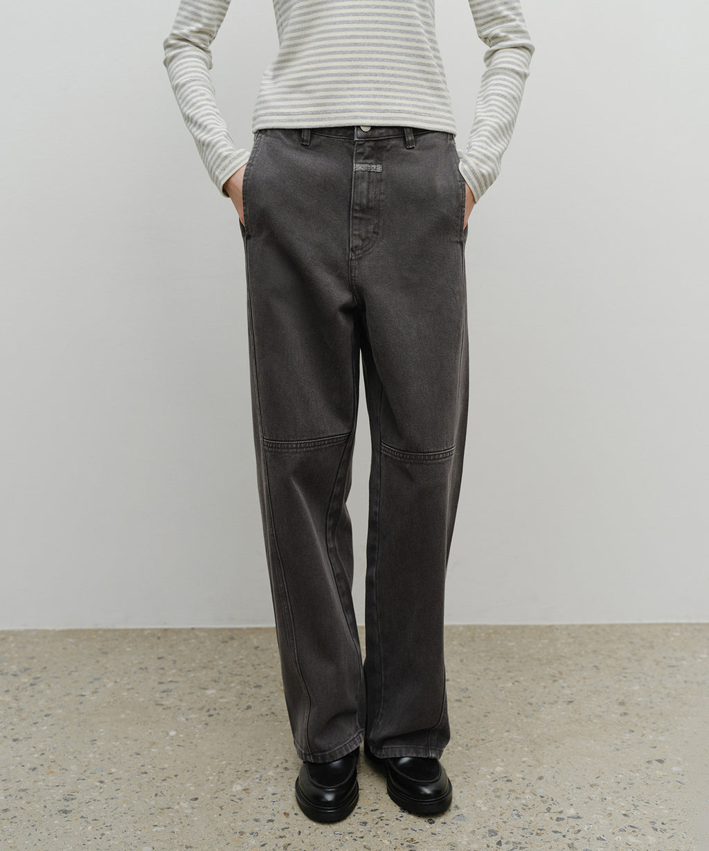 Marithe & Francois Girbaud - Paneled Denim Pants (Dark Gray) product image 1 | TRAB K-Fashion Australia