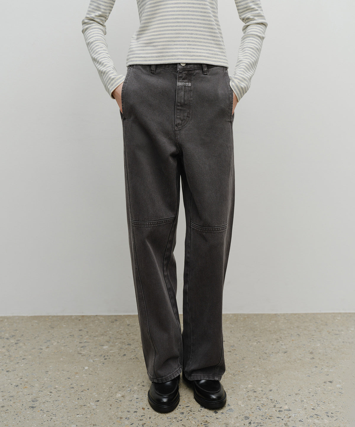 Marithe & Francois Girbaud - Paneled Denim Pants (Dark Gray) product image 1 | TRAB K-Fashion Australia