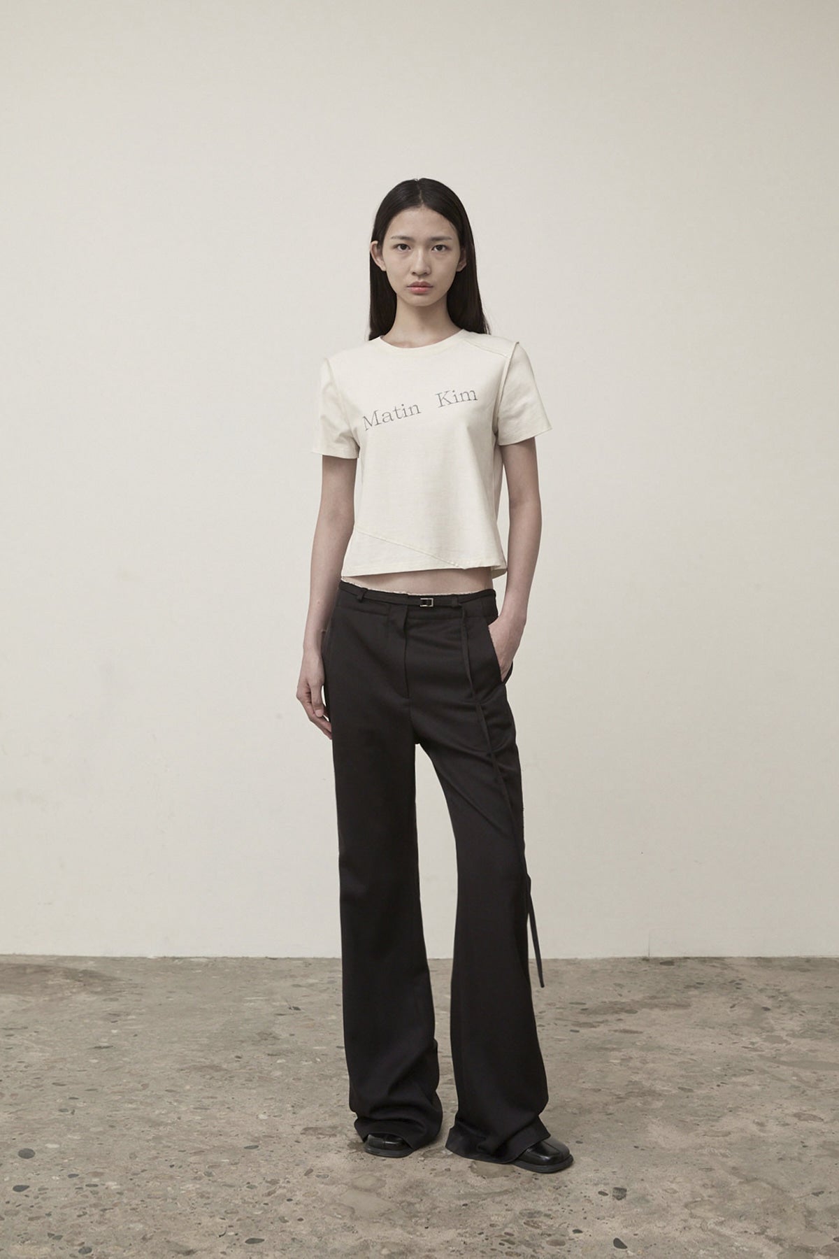 Matin Kim - Diagonal Logo Reversible Crop Top (Ivory) product image 11 | TRAB K-Fashion Australia