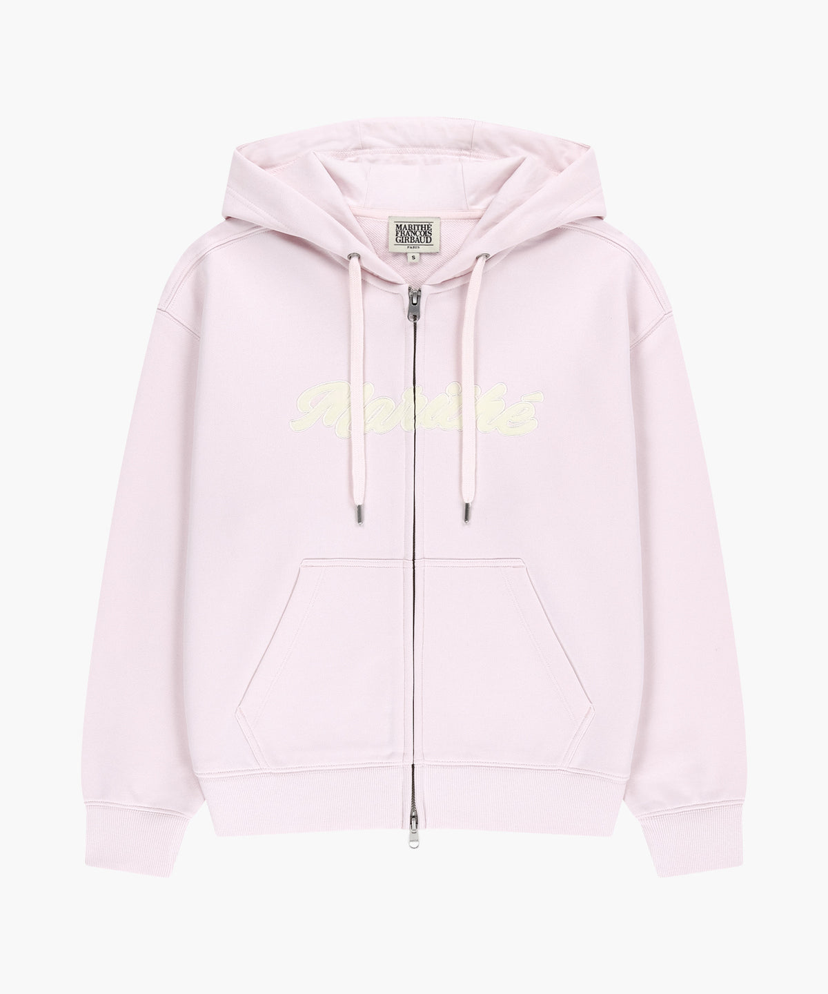 Marithe & Francois Girbaud - Regular Logo Applique Oversized Hoodie Zipup (Light Pink) product image 1 | TRAB K-Fashion Australia