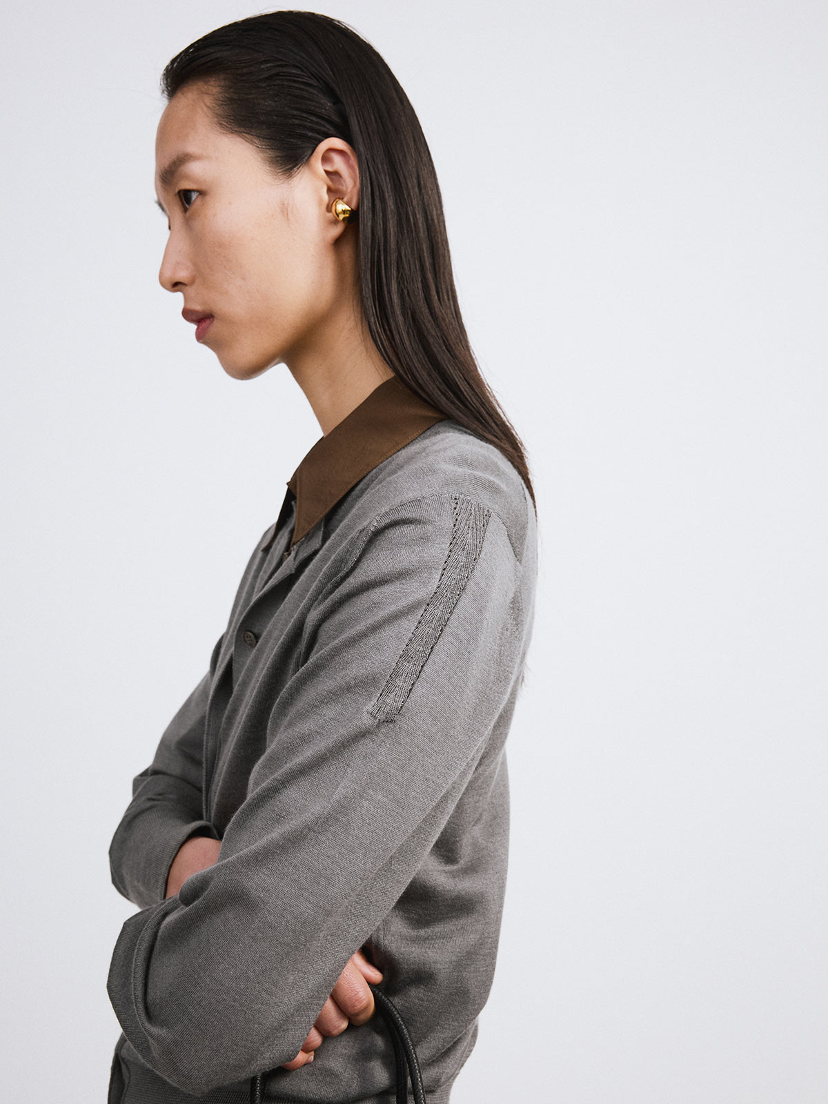 Recto - Silk-Cashmere Knit Cardigan (Midnight Grey) product image 4 | TRAB K-Fashion Australia