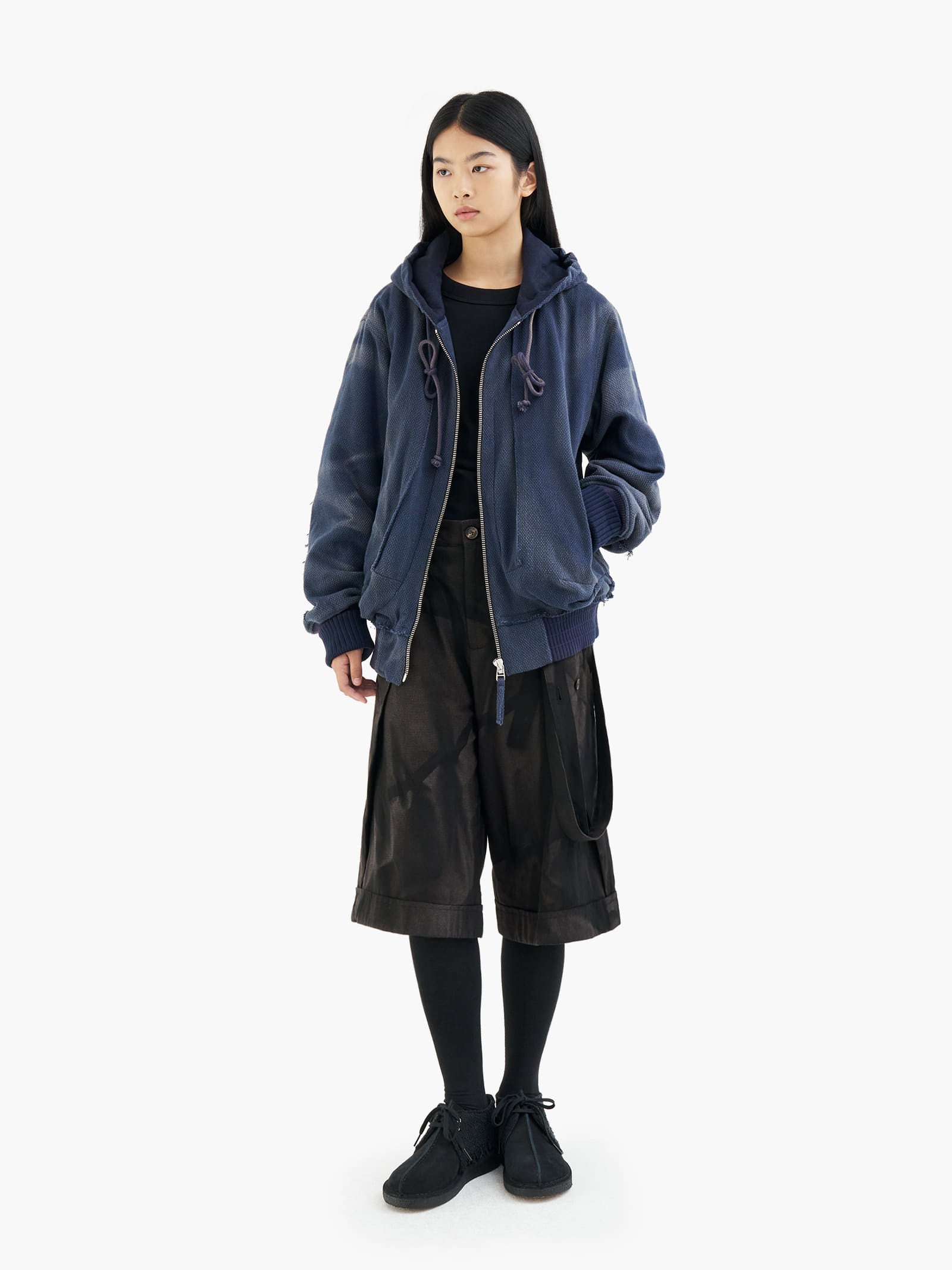Jiyong Kim - Sun-Bleached Raw Edged Work Jacket (Navy) product image 3 | TRAB K-Fashion Australia
