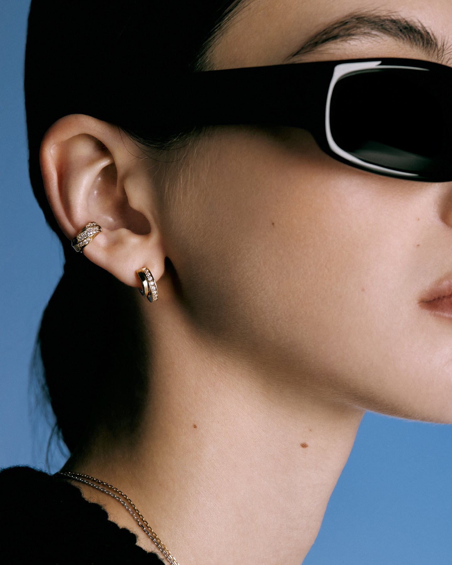 Numbering - Double Line Pave Hoop Earrings #3126 product image 1 | TRAB K-Fashion Australia