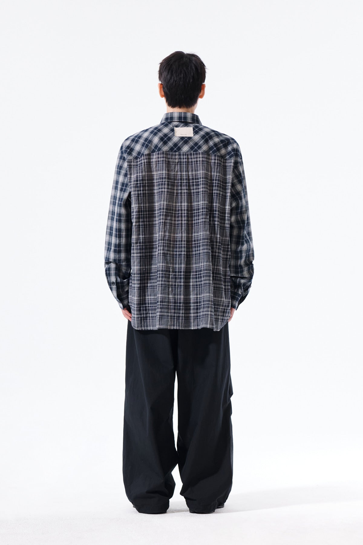 Matin Kim - Mixed Check Over Fit Shirt (Navy) product image 14 | TRAB K-Fashion Australia