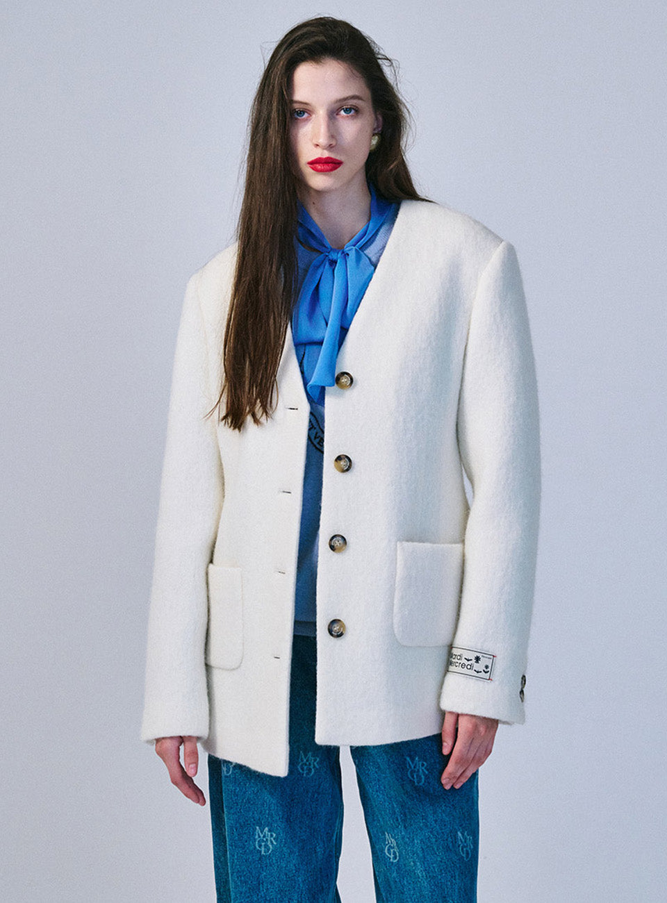 Mardi Mercredi - Alpaca Wool Jacket Collarless (Ivory) product image 1 | TRAB K-Fashion Australia