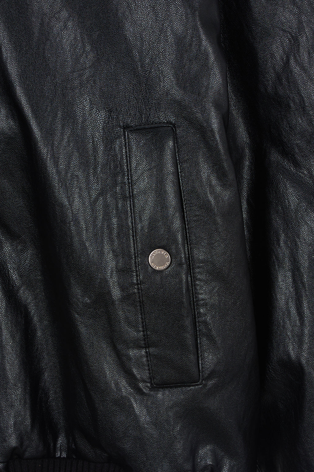 Matin Kim - Faux Leather Zip Up Hoody (Black) product image 4 | TRAB K-Fashion Australia