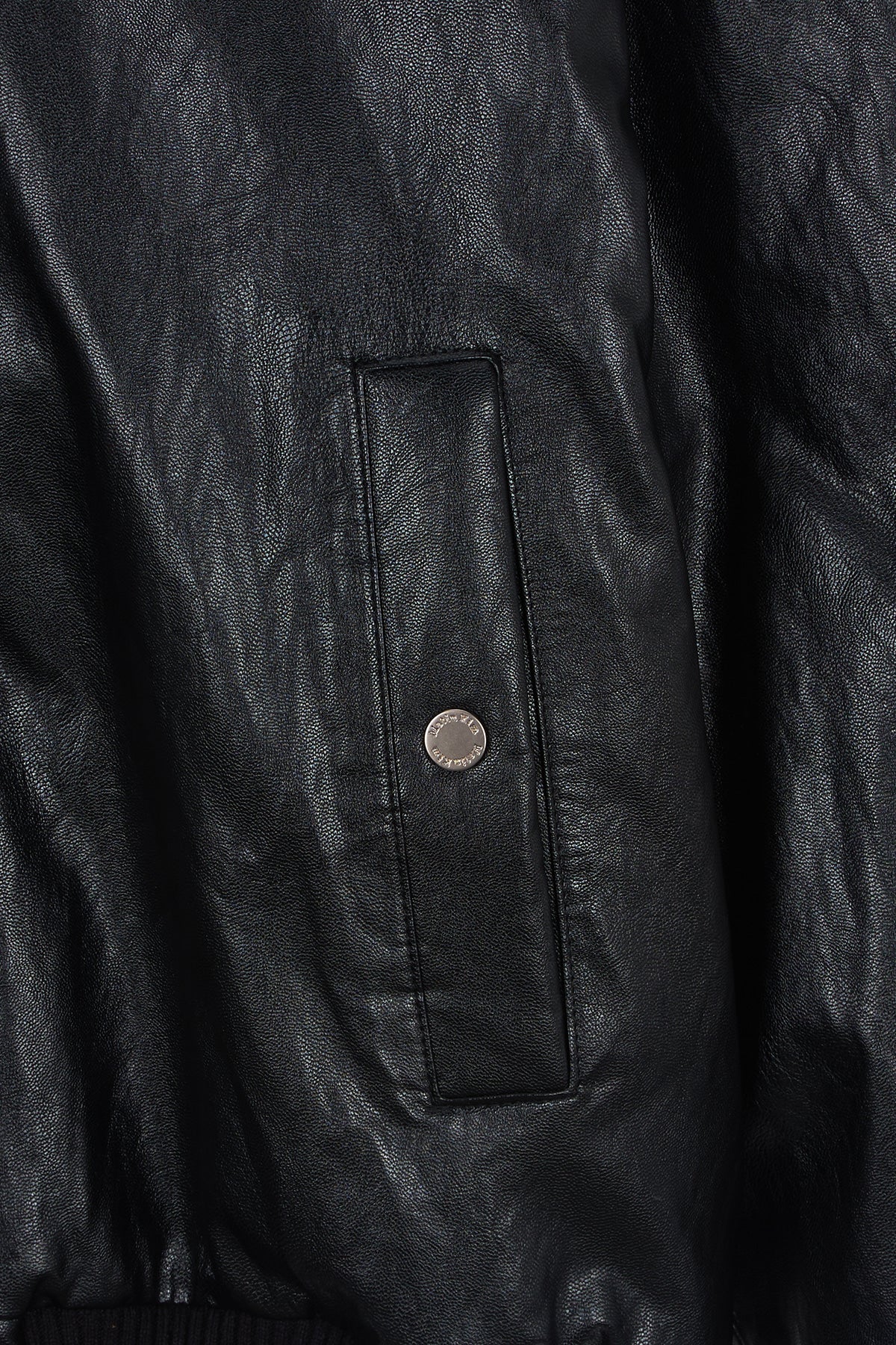 Matin Kim - Faux Leather Zip Up Hoody (Black) product image 4 | TRAB K-Fashion Australia