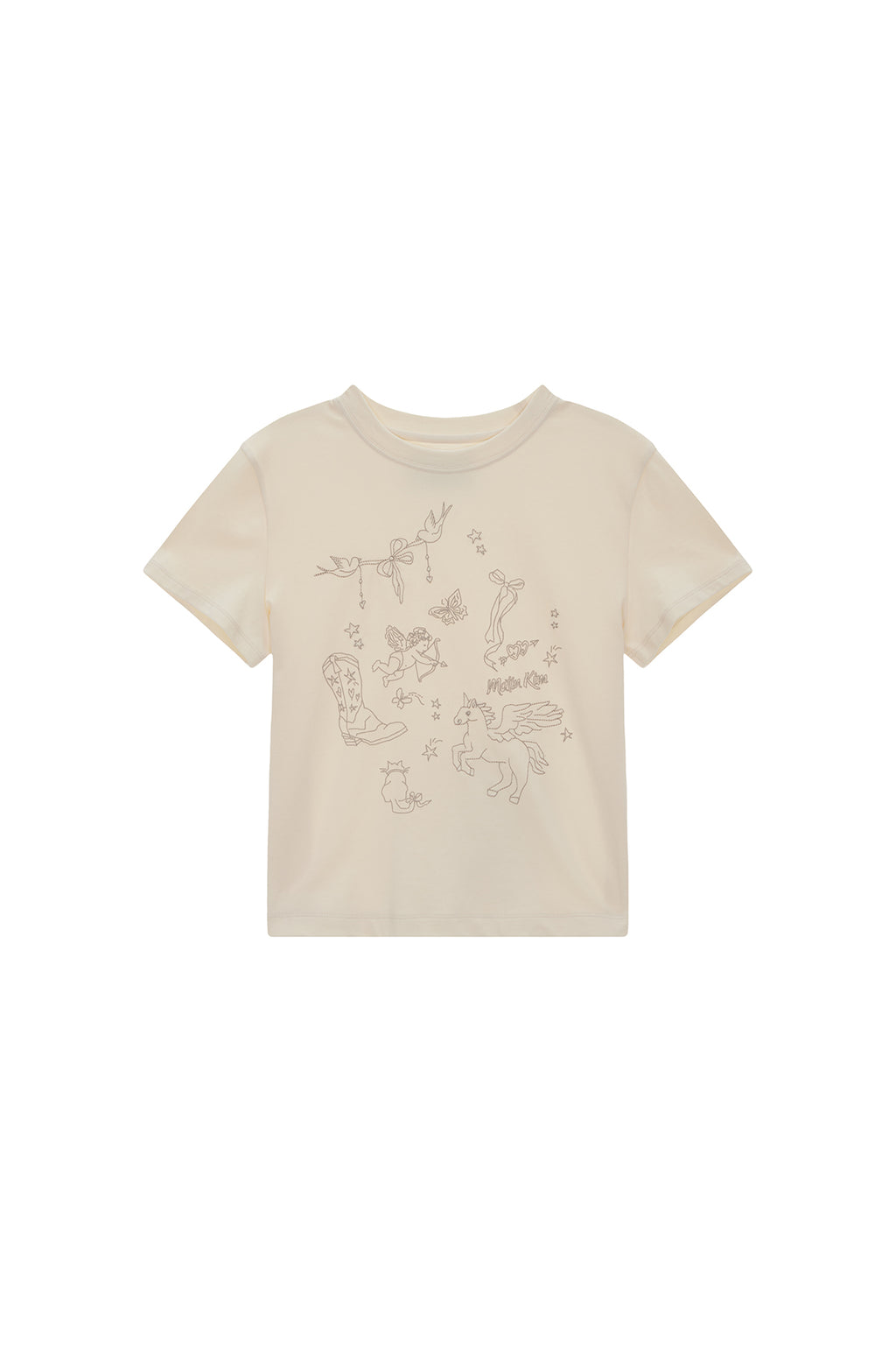 Matin Kim - Kitsch Printing Crop Top (Ivory) product image 1 | TRAB K-Fashion Australia